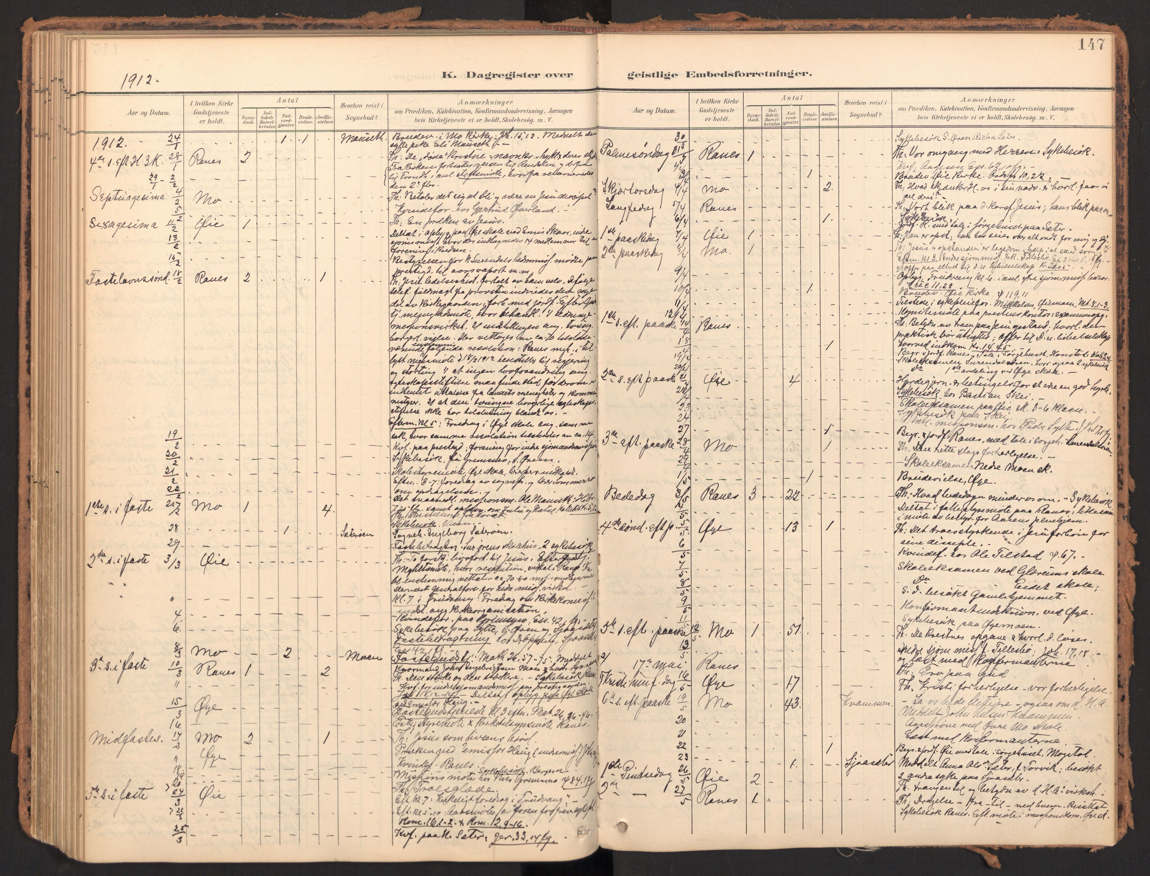Ministerialprotokoller, klokkerbøker og fødselsregistre - Møre og Romsdal, SAT/A-1454/595/L1048: Parish register (official) no. 595A10, 1900-1917, p. 147