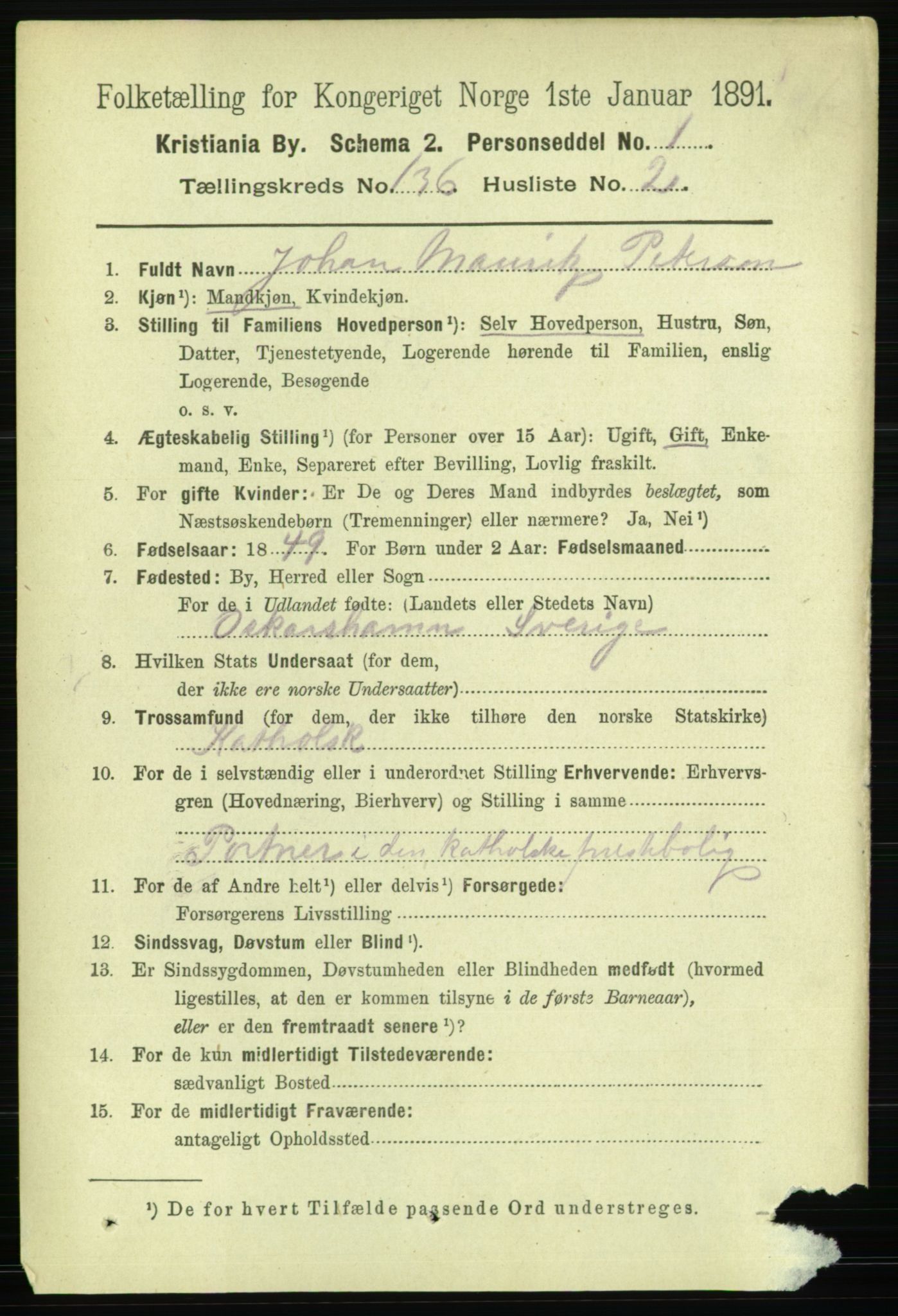 RA, 1891 census for 0301 Kristiania, 1891, p. 75327