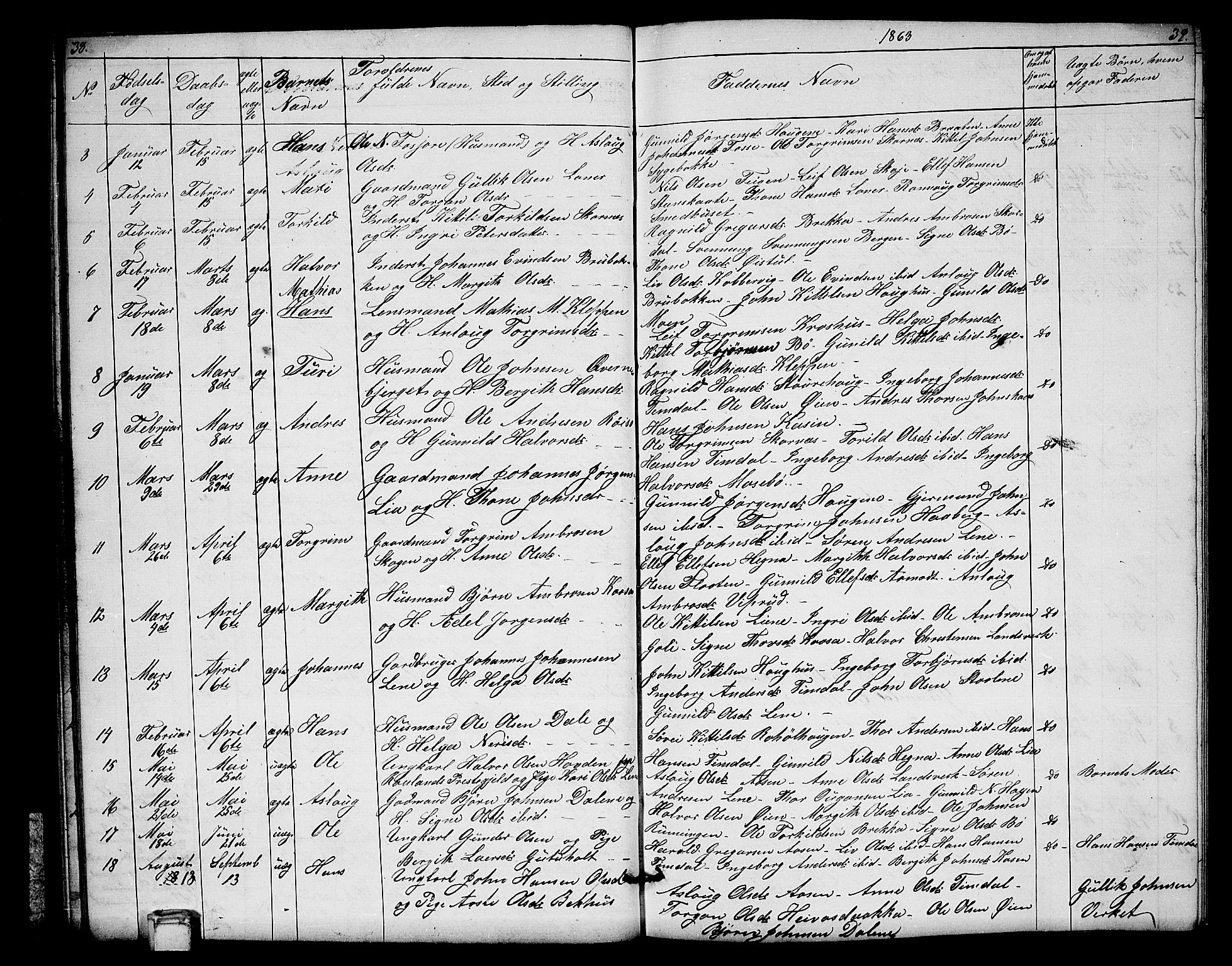 Hjartdal kirkebøker, SAKO/A-270/G/Gb/L0002: Parish register (copy) no. II 2, 1854-1884, p. 38-39