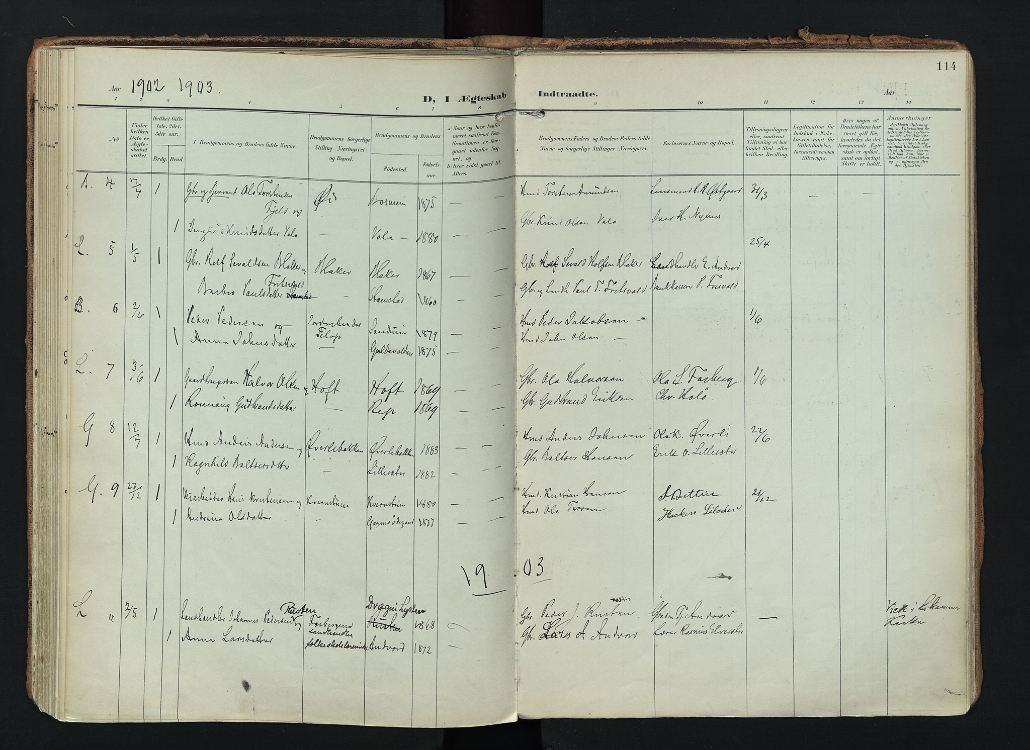 Lom prestekontor, SAH/PREST-070/K/L0010: Parish register (official) no. 10, 1899-1926, p. 114