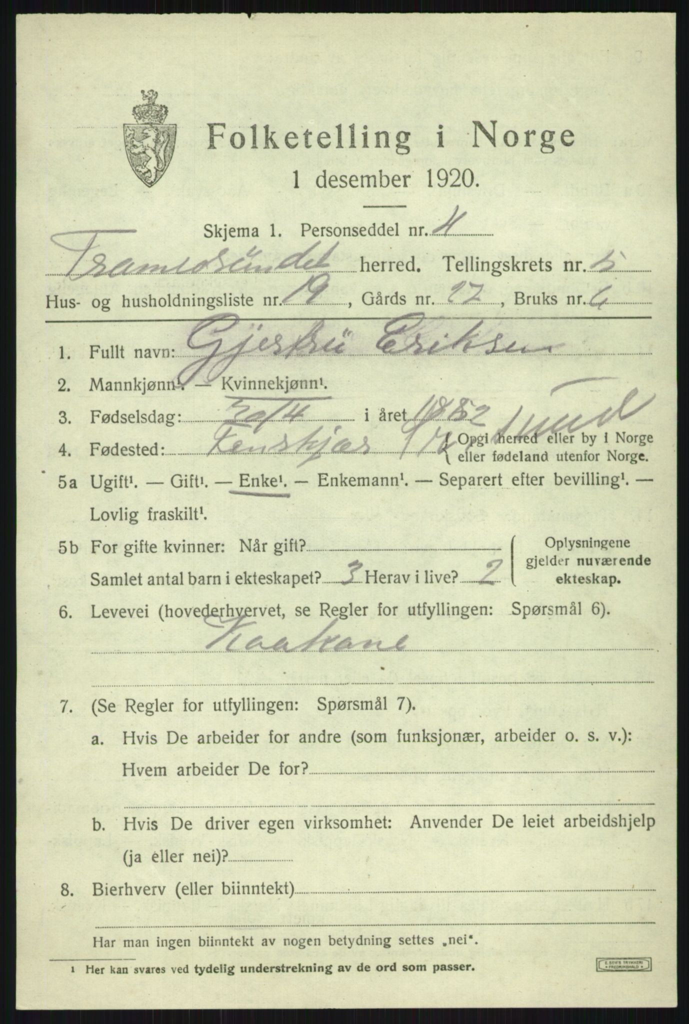 SATØ, 1920 census for Tromsøysund, 1920, p. 4954