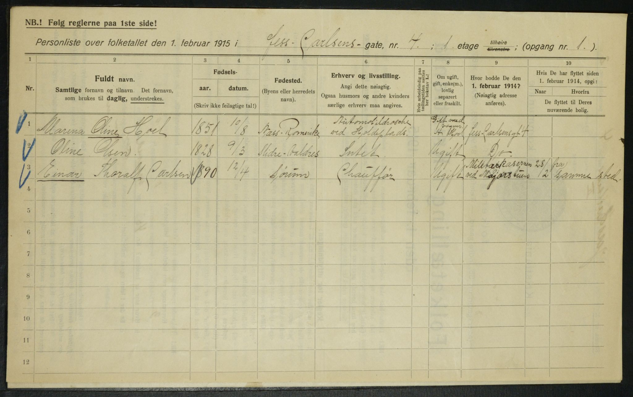 OBA, Municipal Census 1915 for Kristiania, 1915, p. 46547