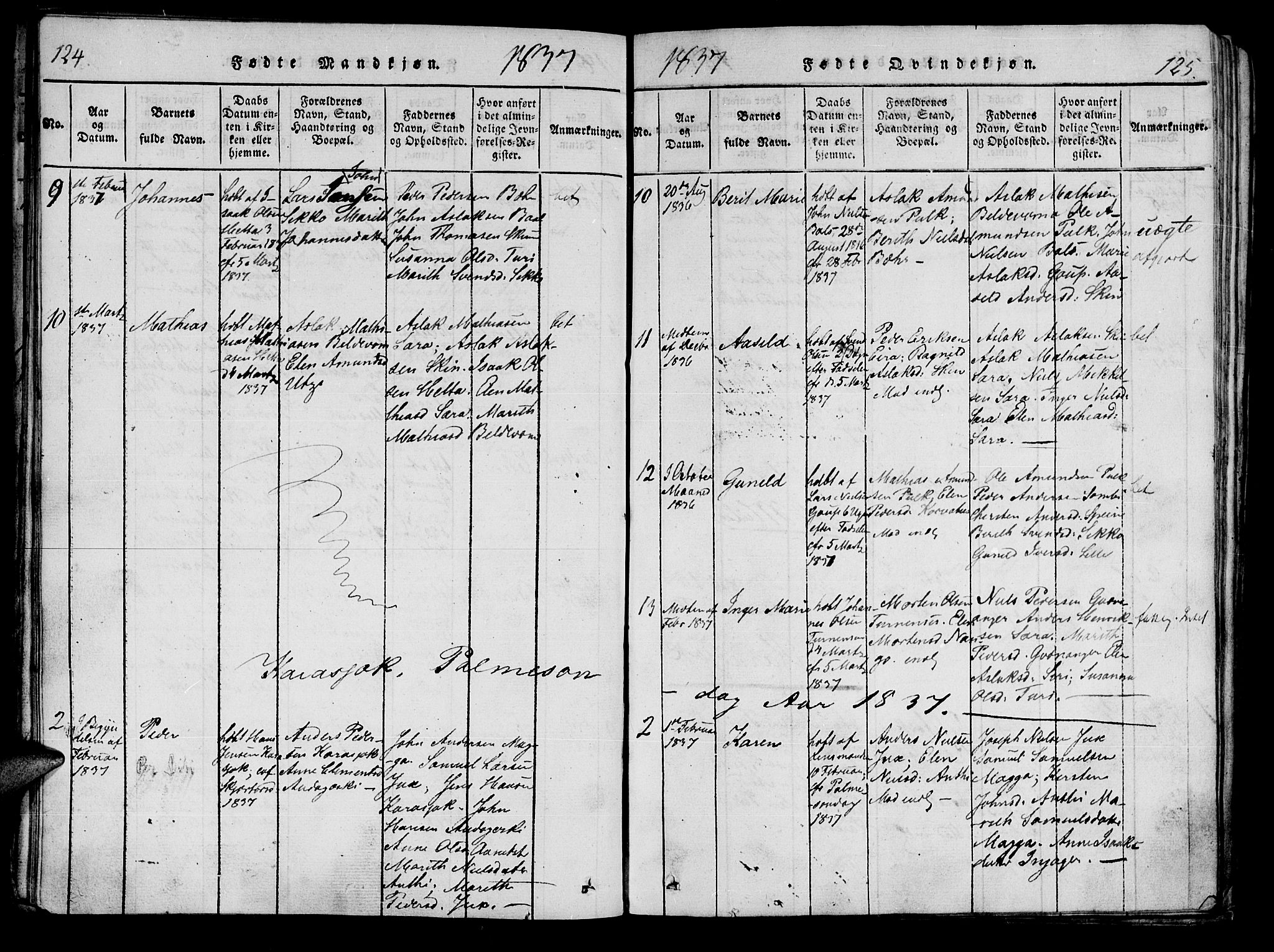 Kistrand/Porsanger sokneprestembete, SATØ/S-1351/H/Ha/L0010.kirke: Parish register (official) no. 10, 1821-1842, p. 124-125