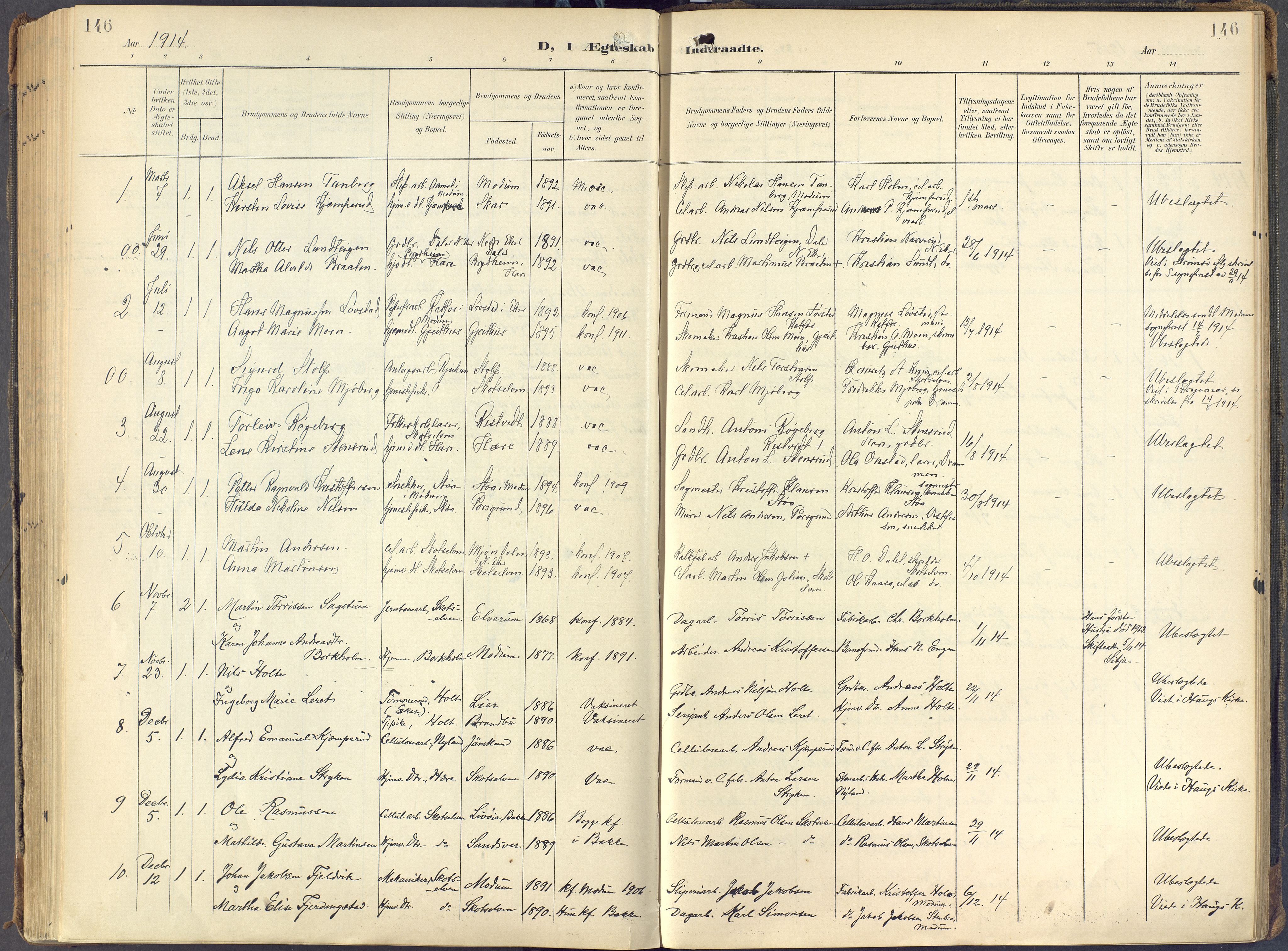 Eiker kirkebøker, SAKO/A-4/F/Fc/L0004: Parish register (official) no. III 4, 1900-1919, p. 146