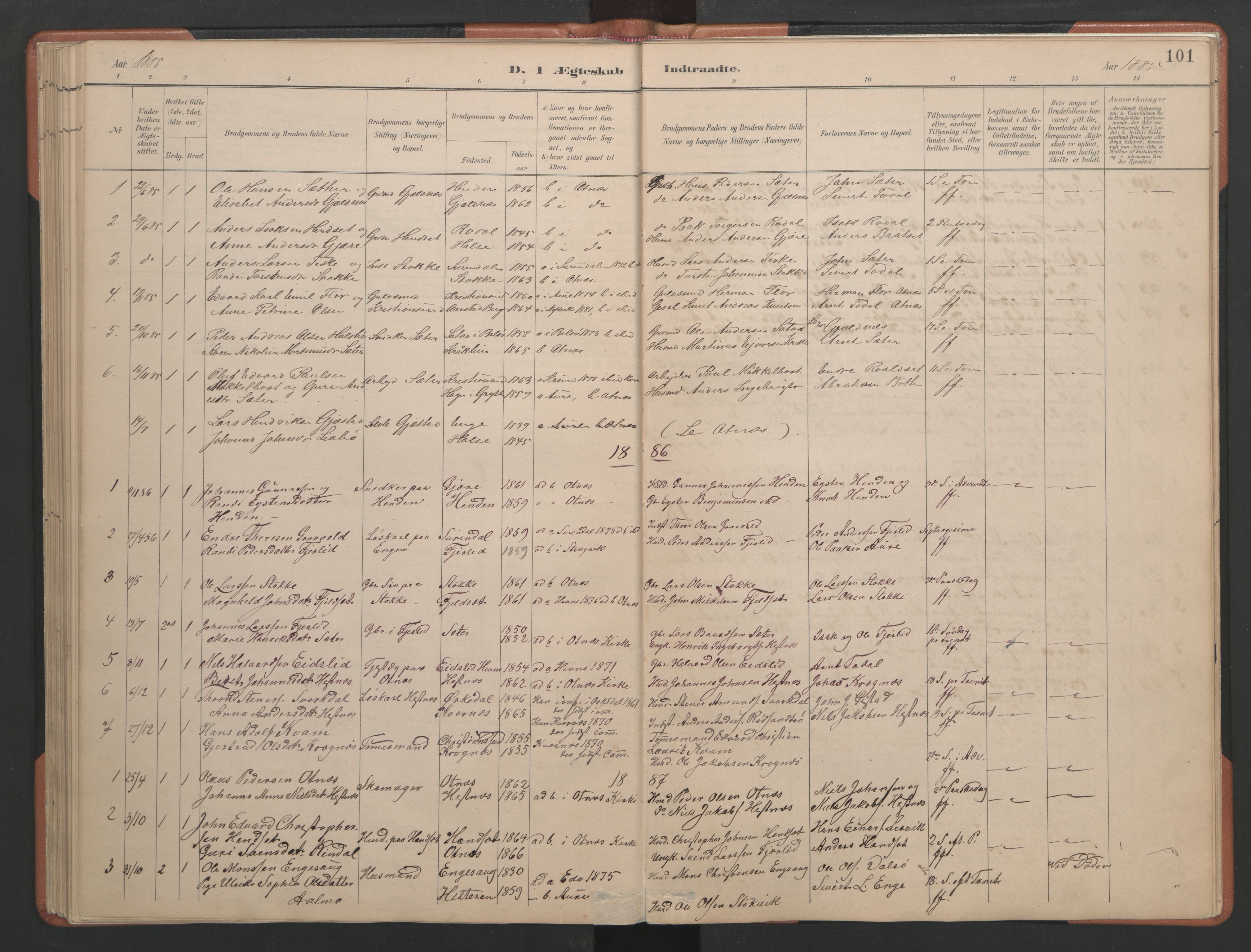 Ministerialprotokoller, klokkerbøker og fødselsregistre - Møre og Romsdal, AV/SAT-A-1454/580/L0926: Parish register (copy) no. 580C01, 1882-1903, p. 101