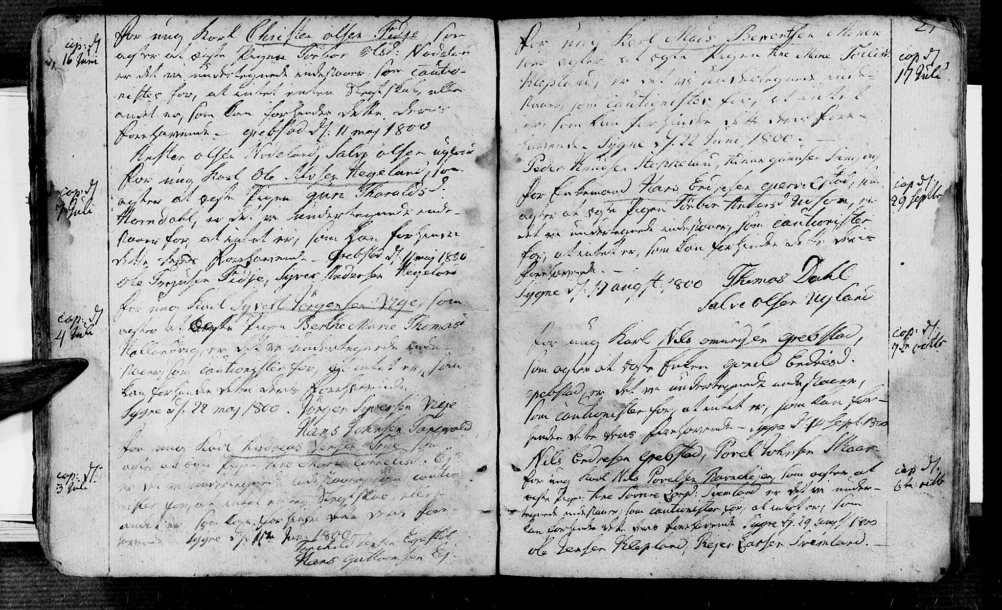Søgne sokneprestkontor, SAK/1111-0037/F/Fa/Fab/L0007: Parish register (official) no. A 7, 1791-1851, p. 21