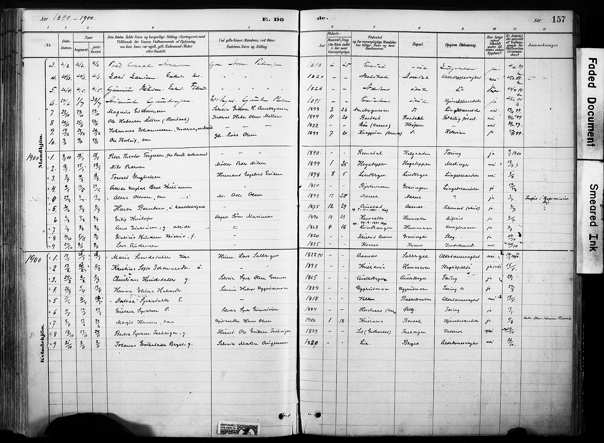 Hof prestekontor, AV/SAH-PREST-038/H/Ha/Haa/L0011: Parish register (official) no. 11, 1879-1911, p. 157