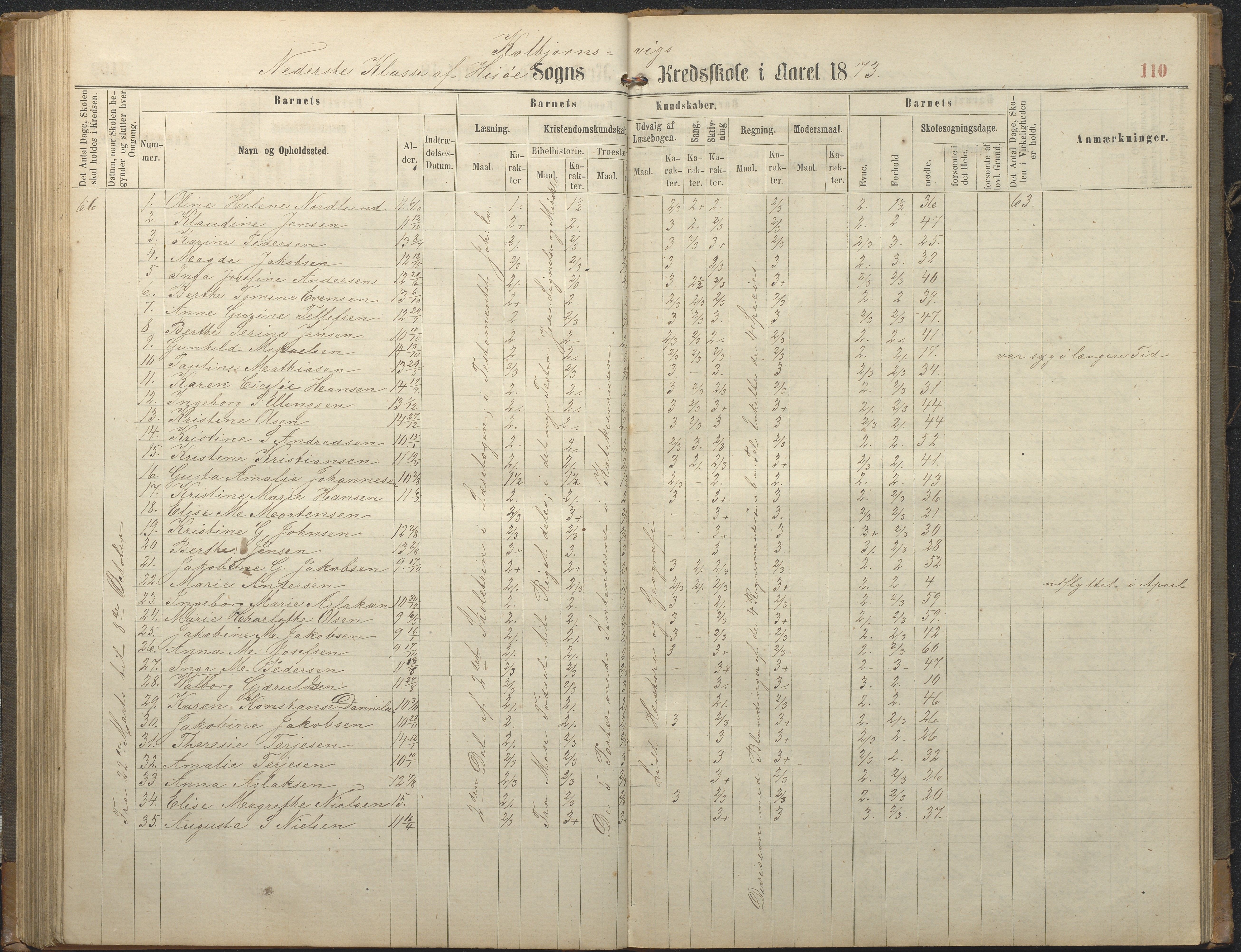 Hisøy kommune frem til 1991, AAKS/KA0922-PK/32/L0006: Skoleprotokoll, 1863-1887, p. 110