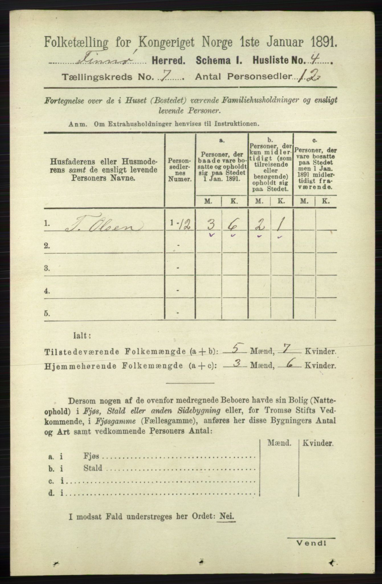 RA, 1891 census for 1141 Finnøy, 1891, p. 1490