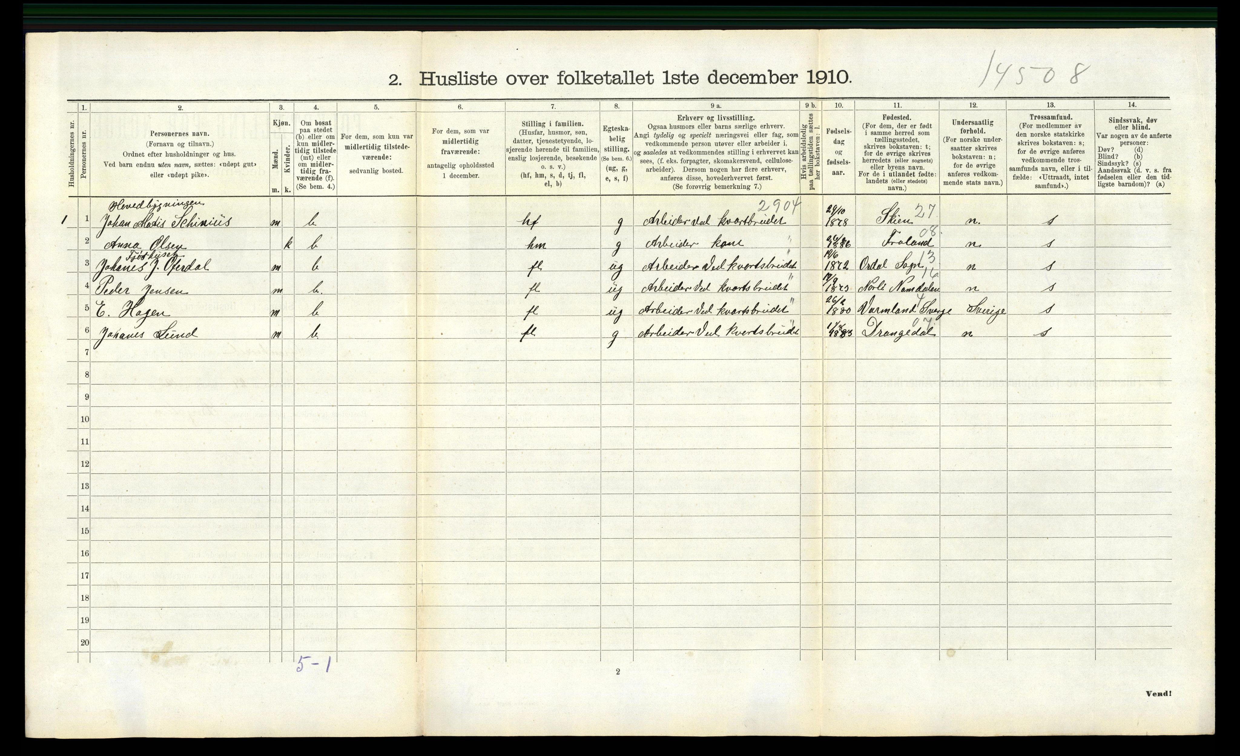 RA, 1910 census for Gransherad, 1910, p. 265