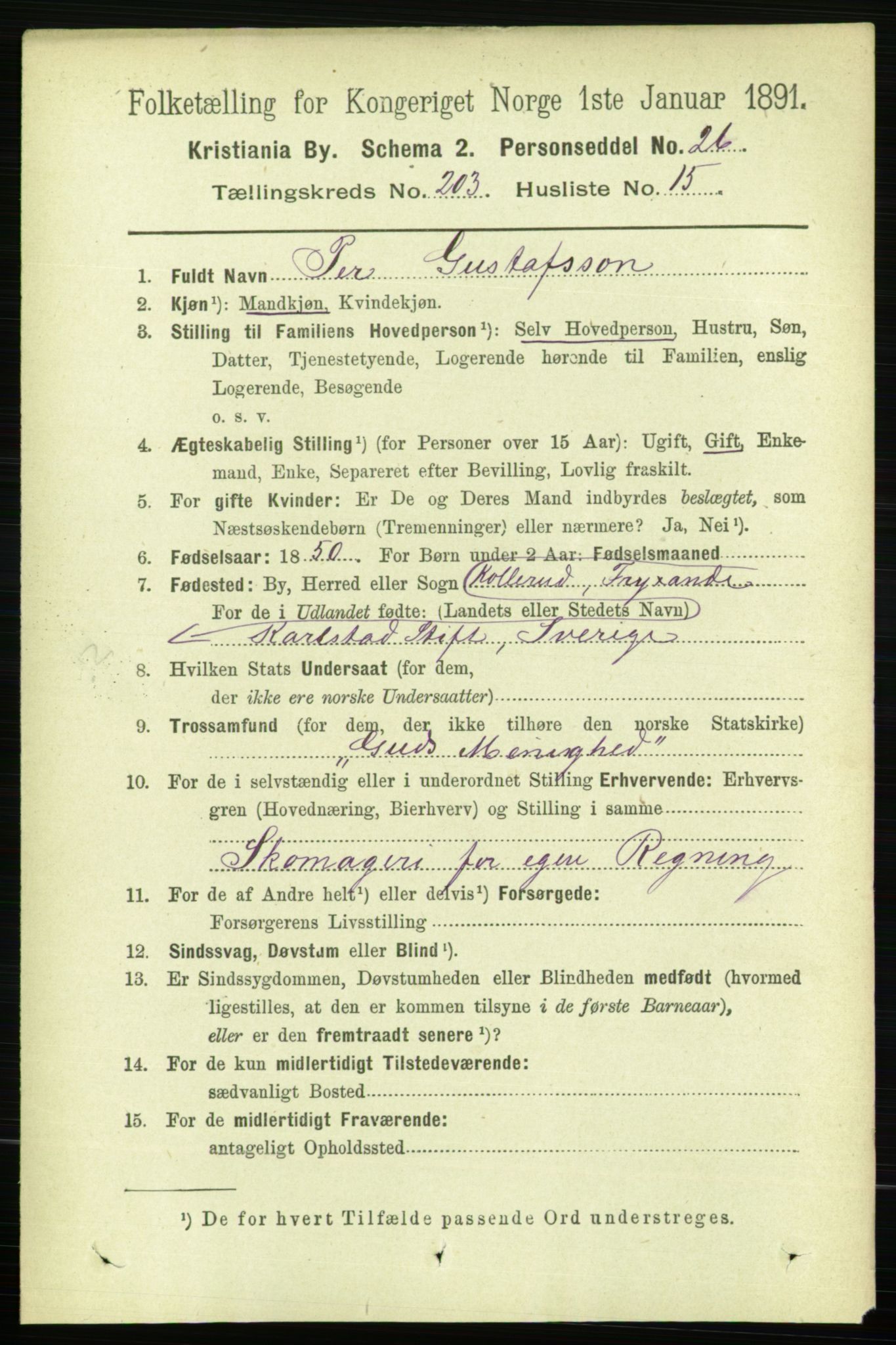 RA, 1891 census for 0301 Kristiania, 1891, p. 122321