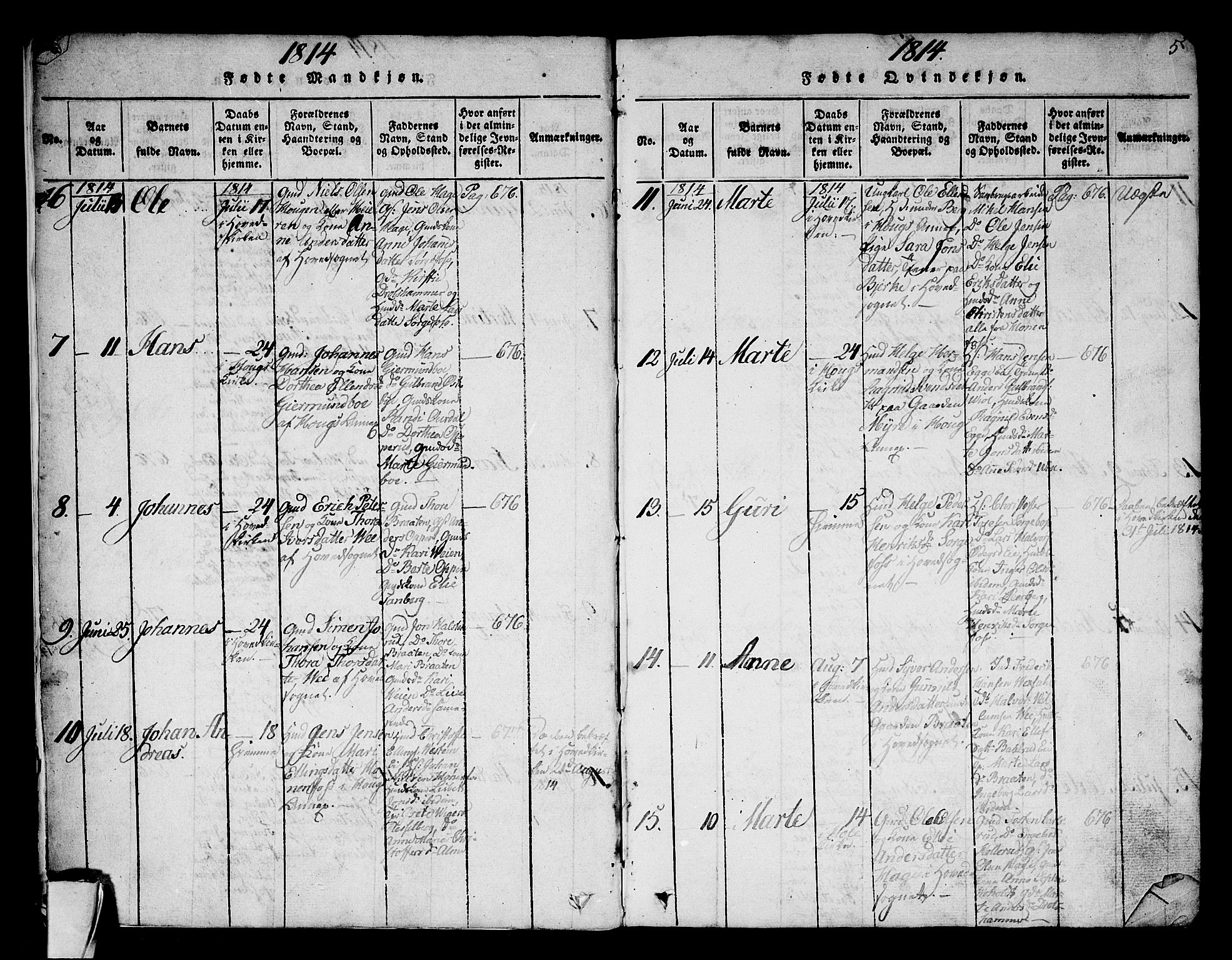Norderhov kirkebøker, SAKO/A-237/G/Ga/L0002: Parish register (copy) no. I 2, 1814-1867, p. 4-5