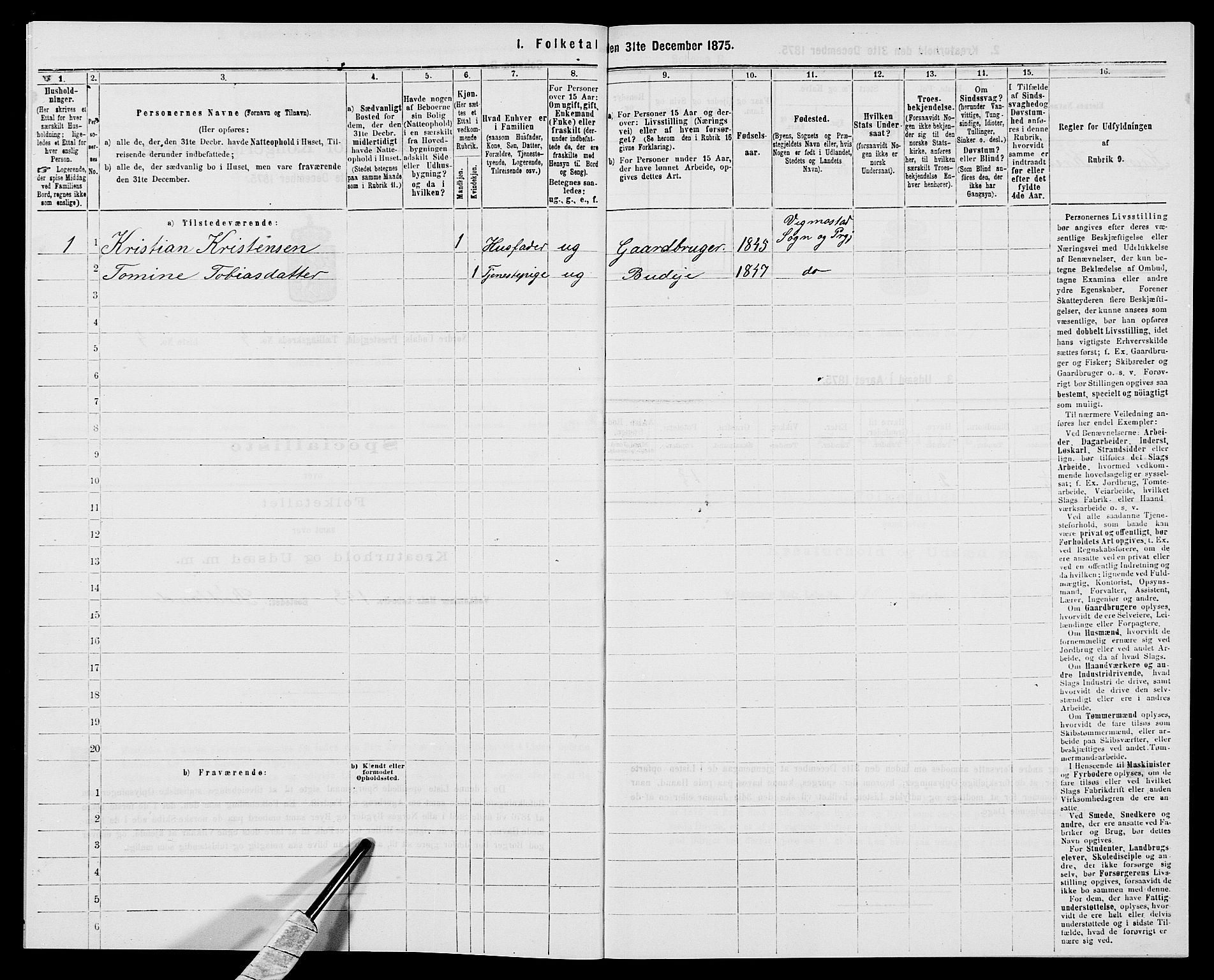 SAK, 1875 census for 1028P Nord-Audnedal, 1875, p. 358