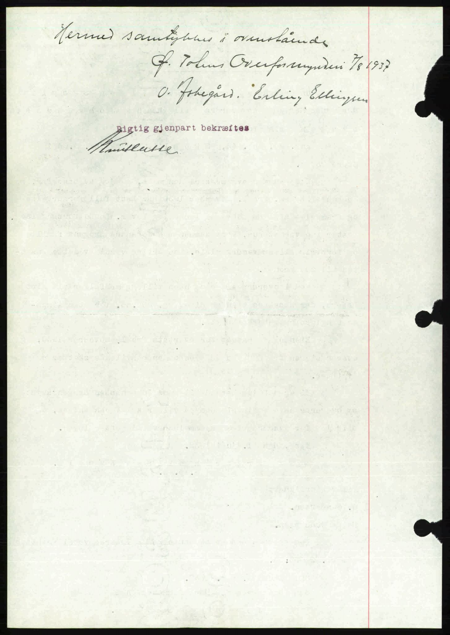 Toten tingrett, SAH/TING-006/H/Hb/Hbc/L0003: Mortgage book no. Hbc-03, 1937-1938, Diary no: : 1916/1937