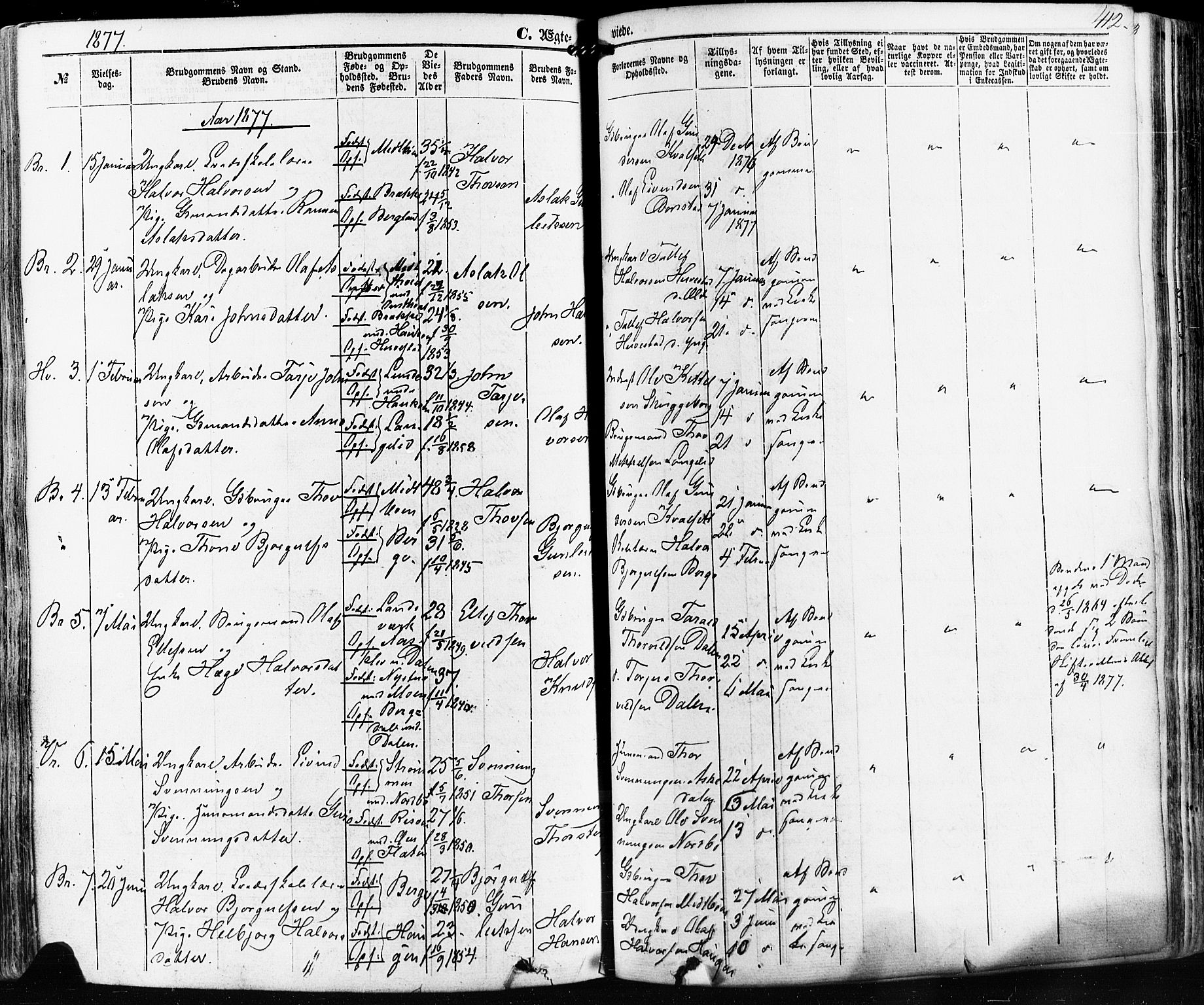 Kviteseid kirkebøker, SAKO/A-276/F/Fa/L0007: Parish register (official) no. I 7, 1859-1881, p. 412