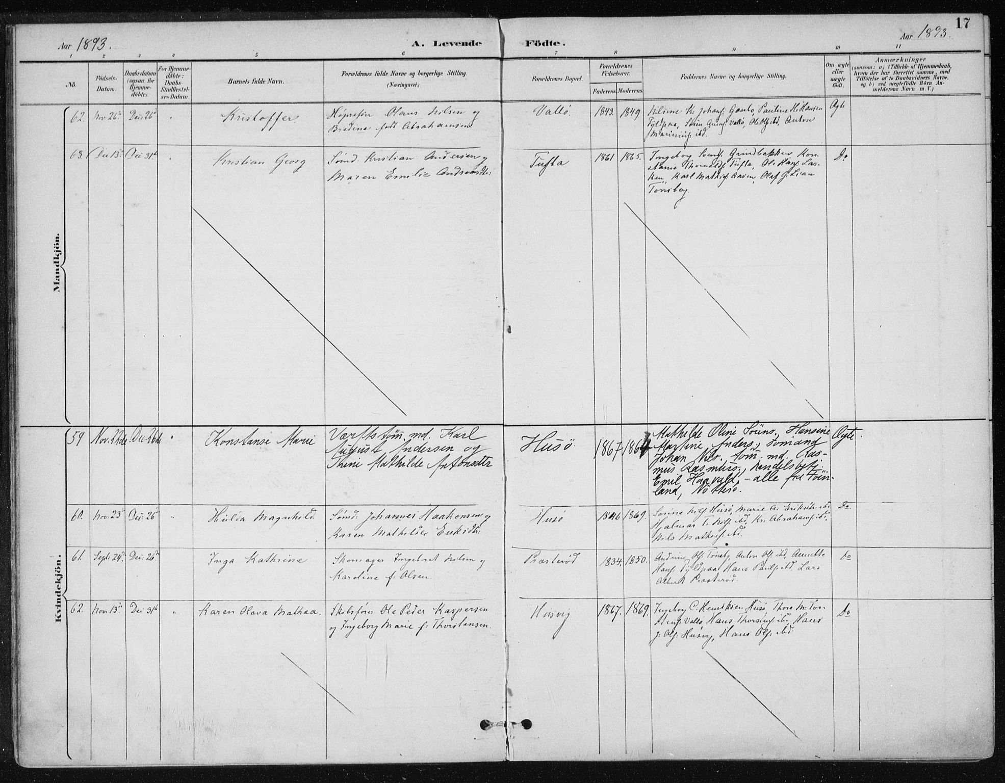 Sem kirkebøker, AV/SAKO-A-5/F/Fb/L0005: Parish register (official) no. II 5, 1892-1904, p. 17