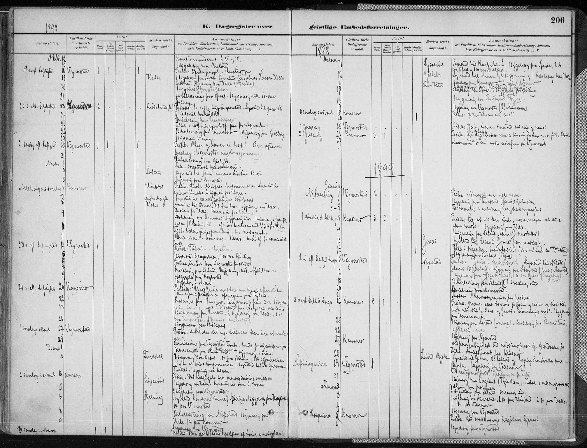 Nord-Audnedal sokneprestkontor, AV/SAK-1111-0032/F/Fa/Fab/L0003: Parish register (official) no. A 3, 1882-1900, p. 206