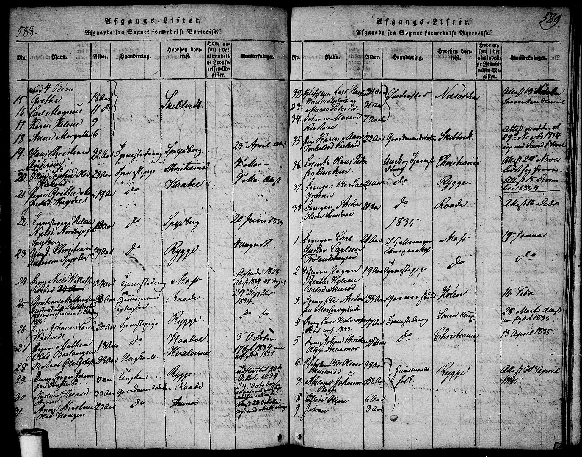 Våler prestekontor Kirkebøker, SAO/A-11083/F/Fa/L0005: Parish register (official) no. I 5, 1815-1839, p. 588-589