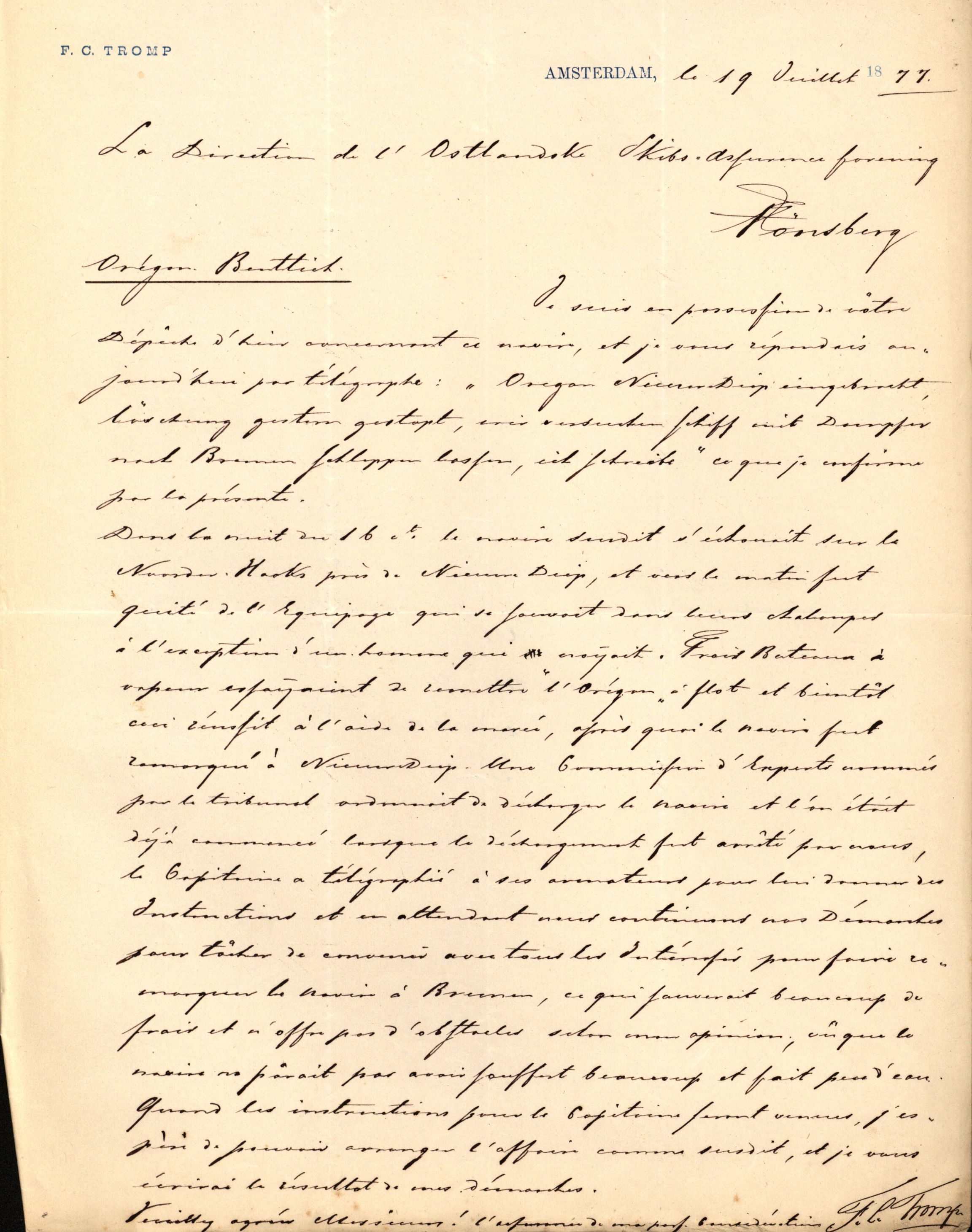 Pa 63 - Østlandske skibsassuranceforening, VEMU/A-1079/G/Ga/L0020/0007: Havaridokumenter / Oregon, Norden, Nordstjernen, Marie, Speed, 1887, p. 39