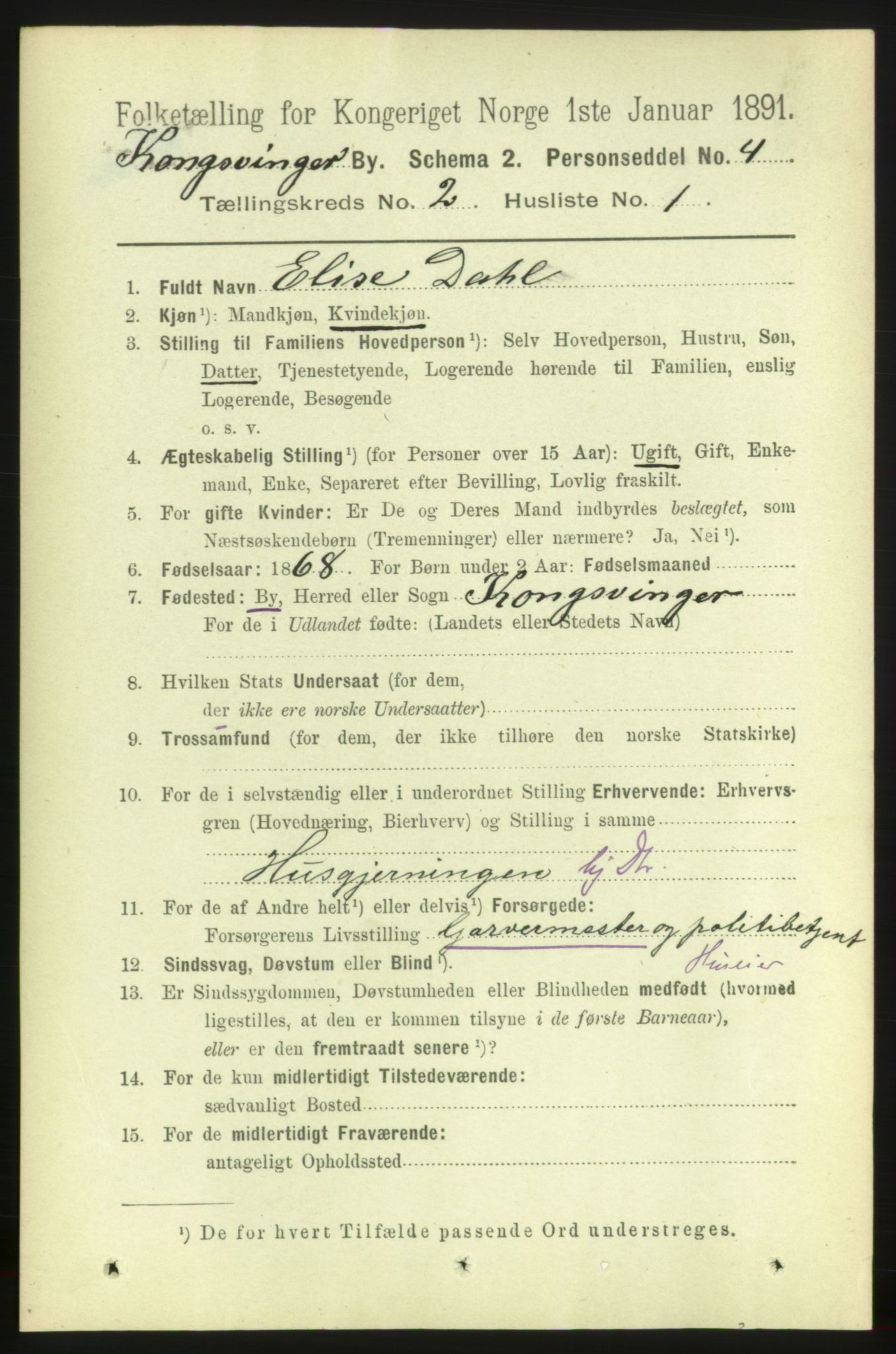 RA, 1891 census for 0402 Kongsvinger, 1891, p. 794