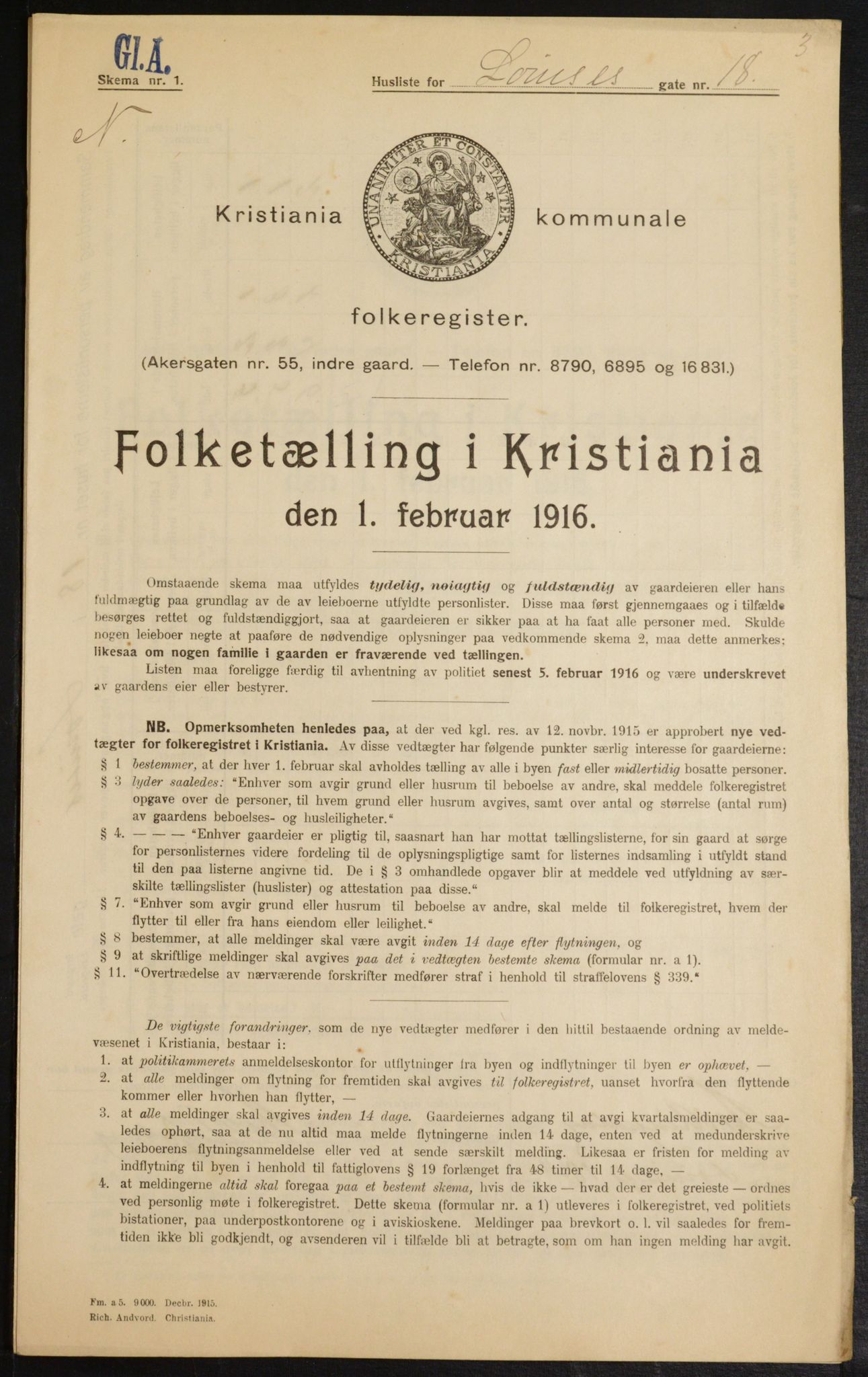 OBA, Municipal Census 1916 for Kristiania, 1916, p. 59704