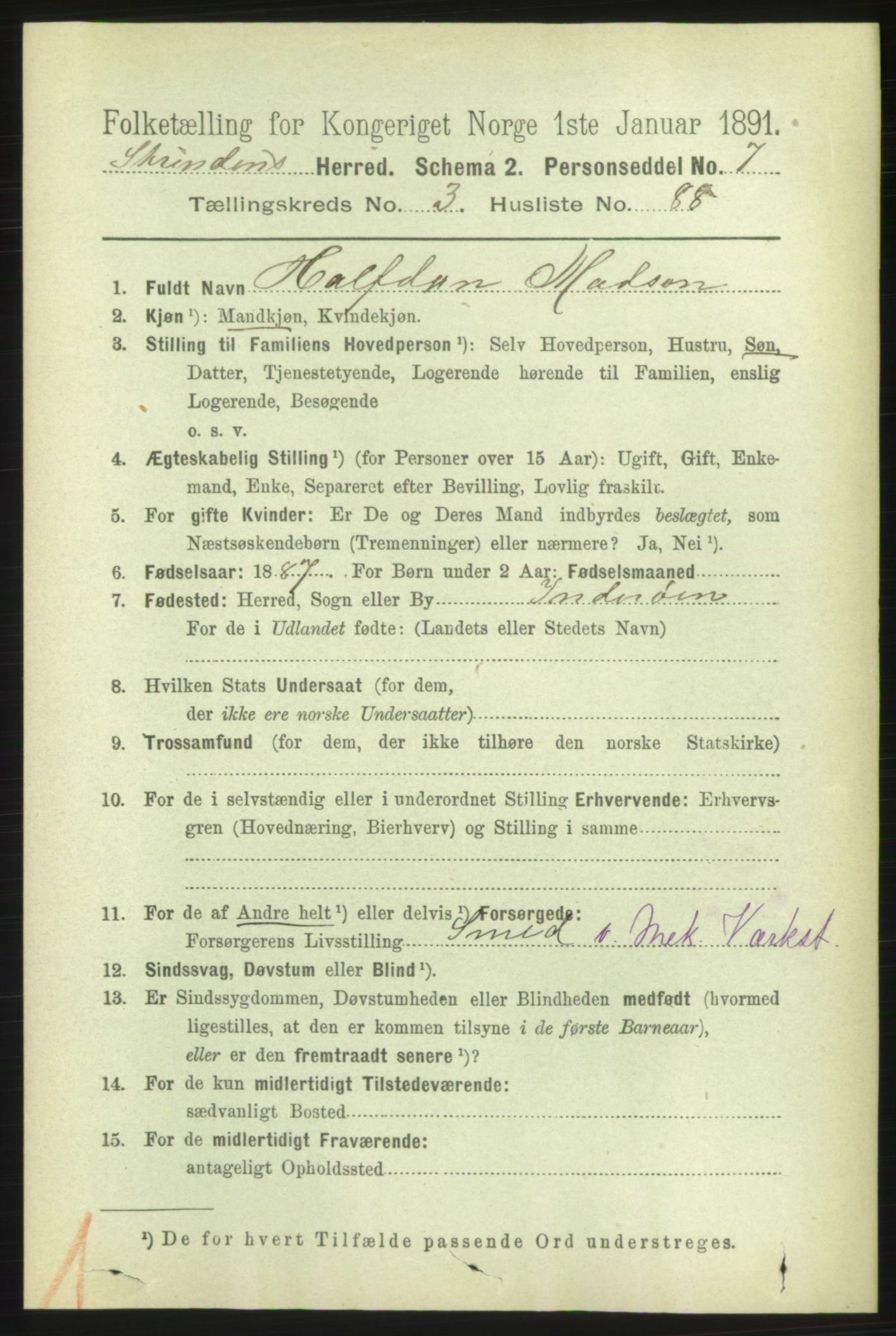 RA, 1891 census for 1660 Strinda, 1891, p. 3261