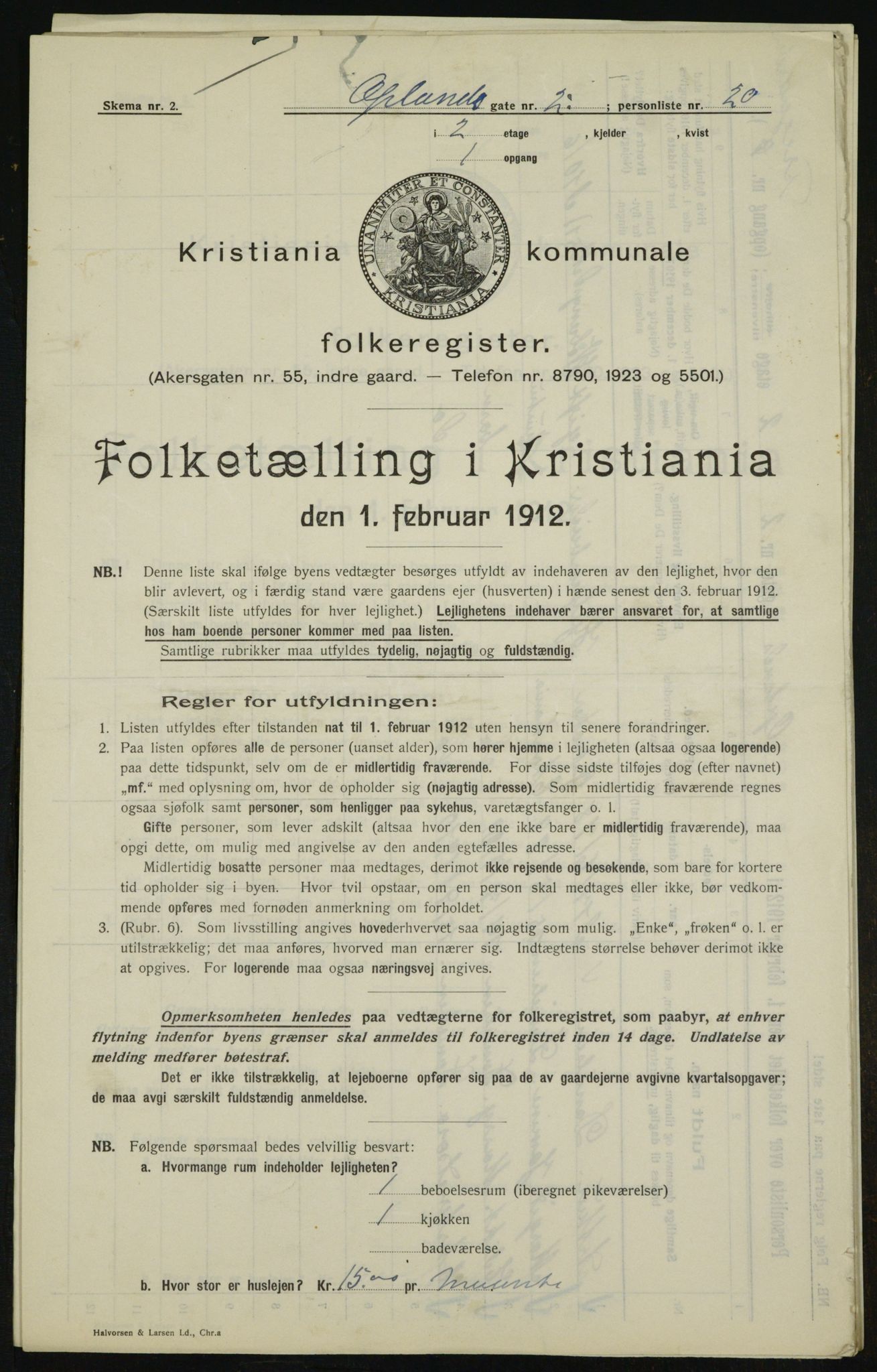 OBA, Municipal Census 1912 for Kristiania, 1912, p. 76320