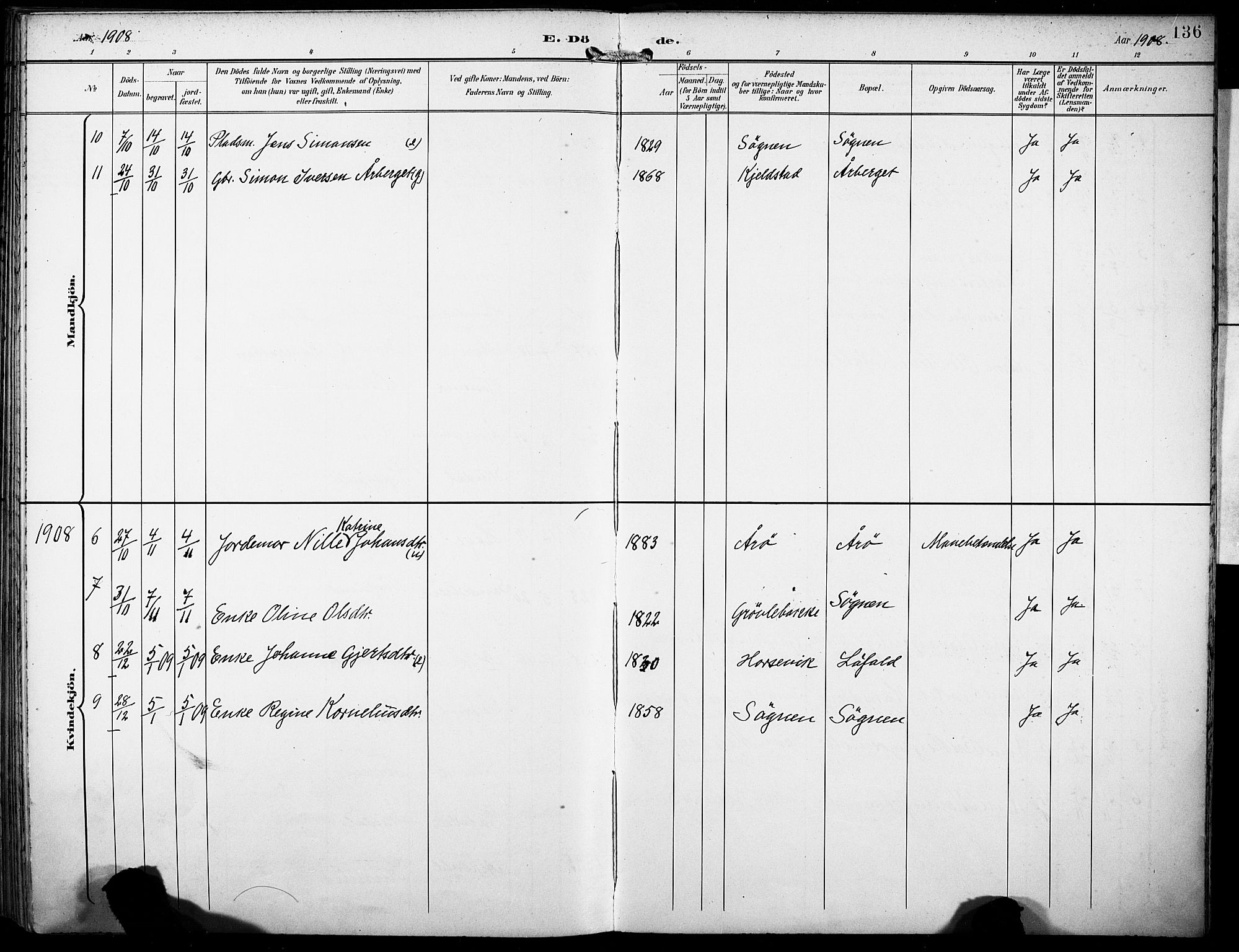 Gaular sokneprestembete, AV/SAB-A-80001/H/Haa: Parish register (official) no. B 2, 1898-1911, p. 136