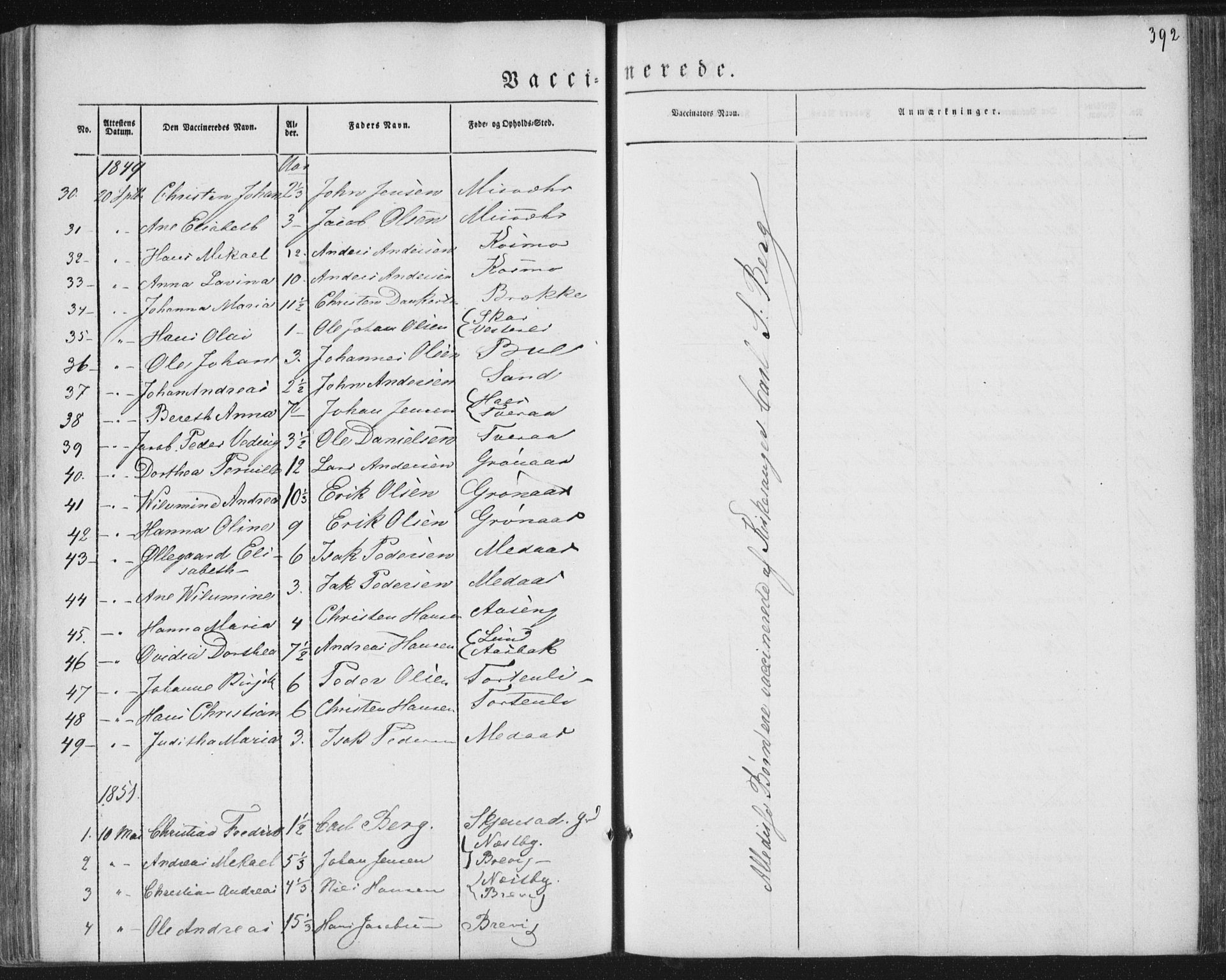 Ministerialprotokoller, klokkerbøker og fødselsregistre - Nordland, AV/SAT-A-1459/852/L0738: Parish register (official) no. 852A08, 1849-1865, p. 392