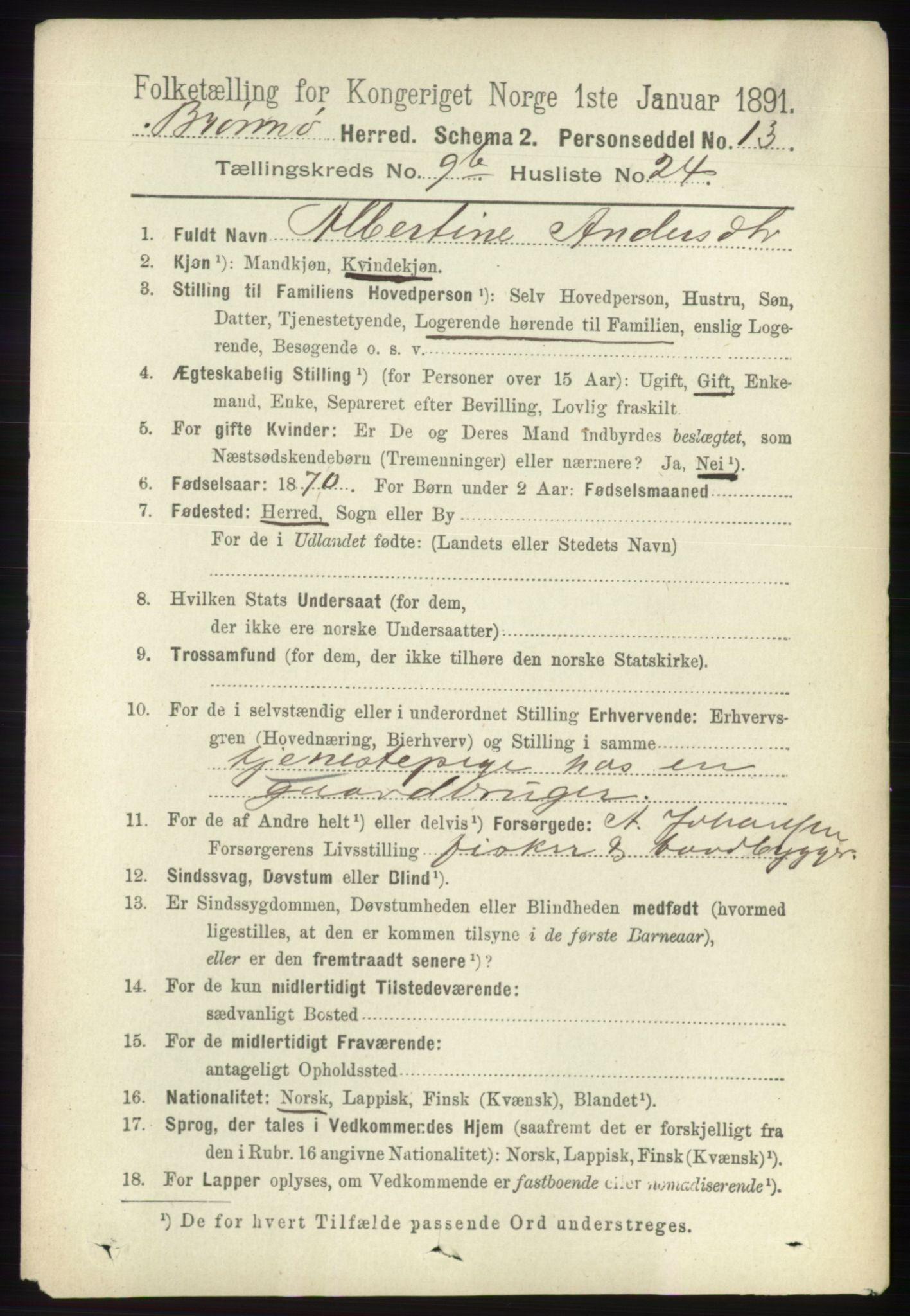 RA, 1891 census for 1814 Brønnøy, 1891, p. 5567