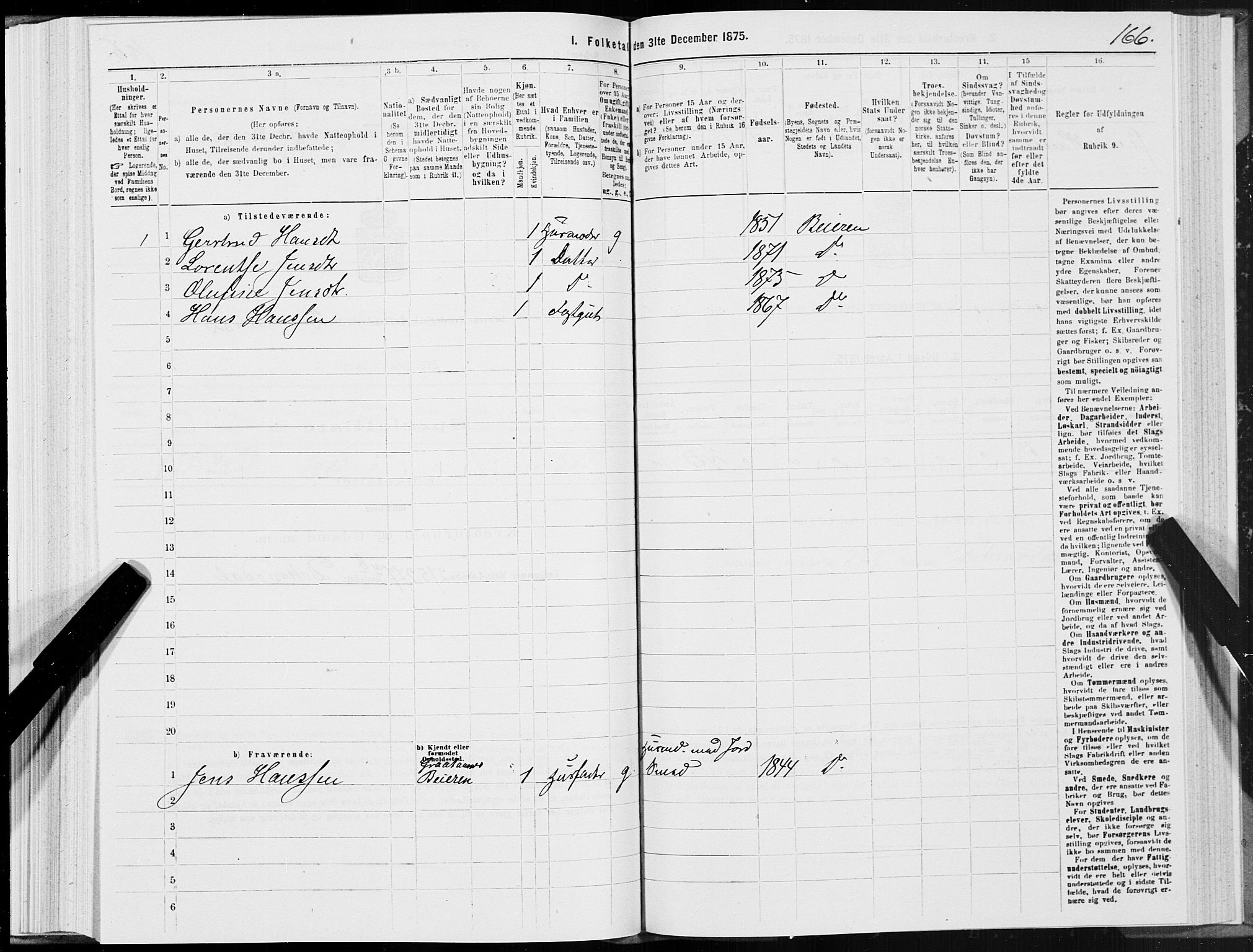 SAT, 1875 census for 1839P Beiarn, 1875, p. 2166