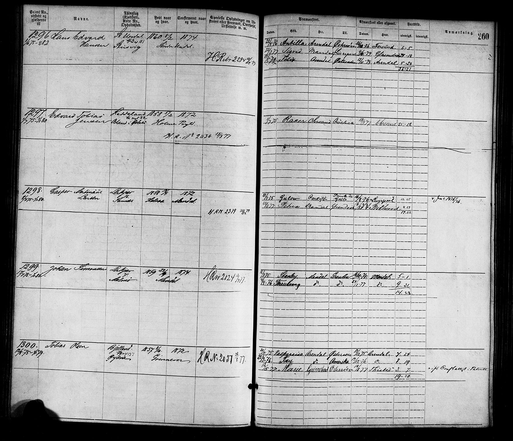 Mandal mønstringskrets, SAK/2031-0016/F/Fa/L0001: Annotasjonsrulle nr 1-1920 med register, L-3, 1869-1881, p. 295