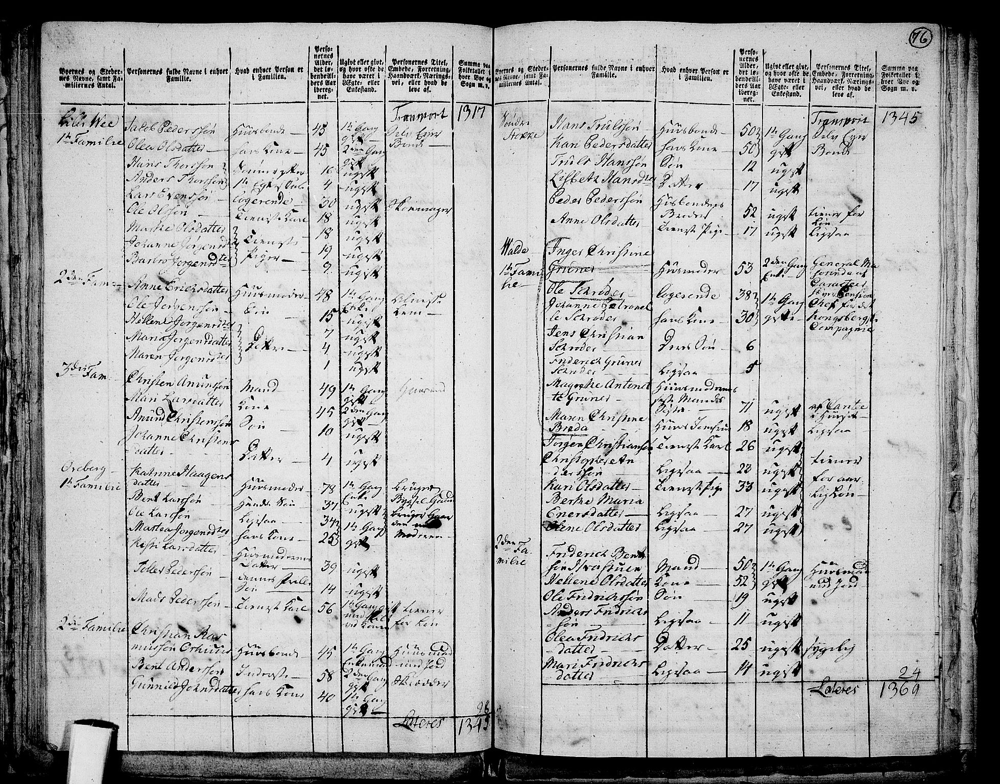 RA, 1801 census for 0713P Sande, 1801, p. 75b-76a