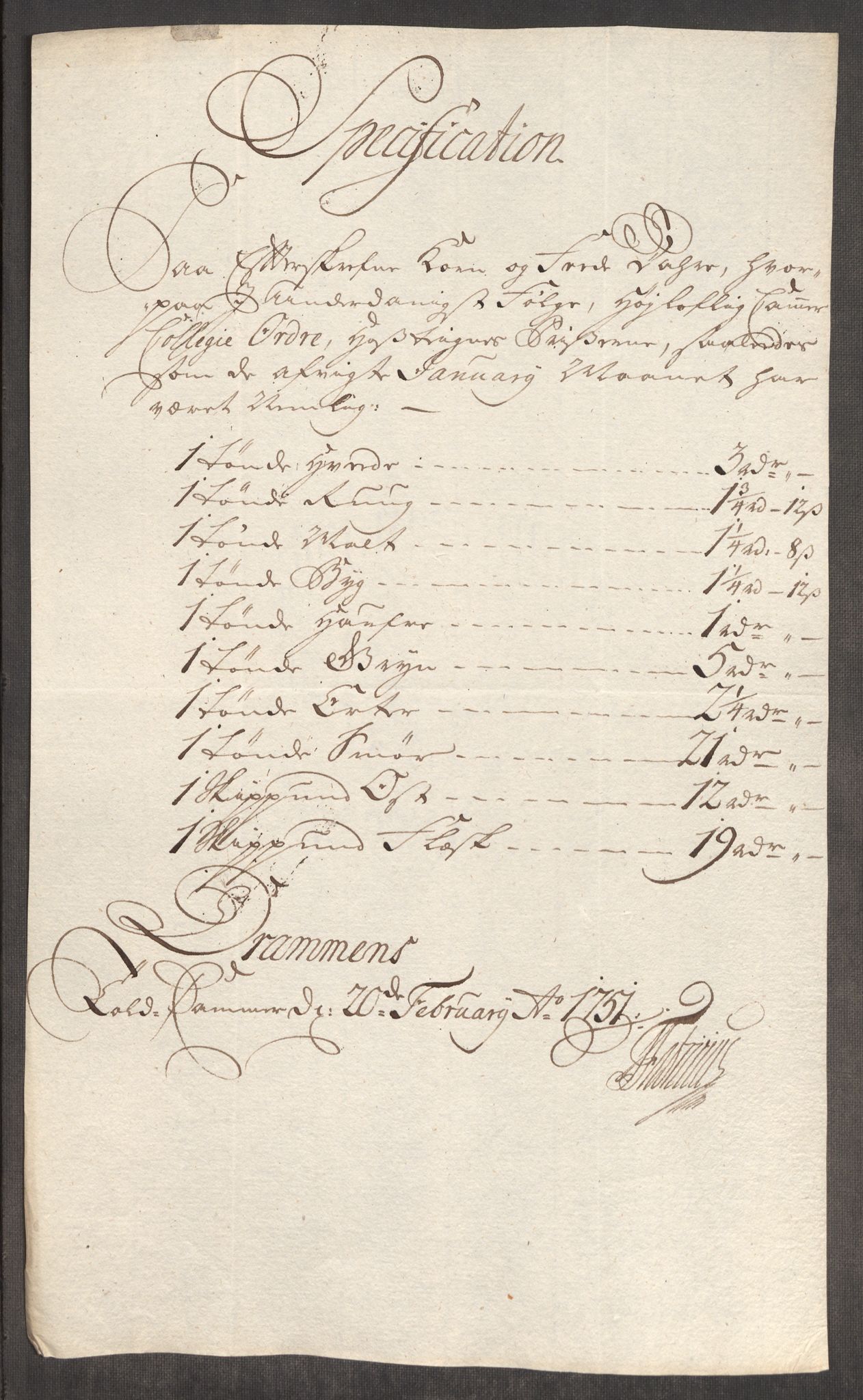 Rentekammeret inntil 1814, Realistisk ordnet avdeling, RA/EA-4070/Oe/L0004: [Ø1]: Priskuranter, 1749-1752, p. 535