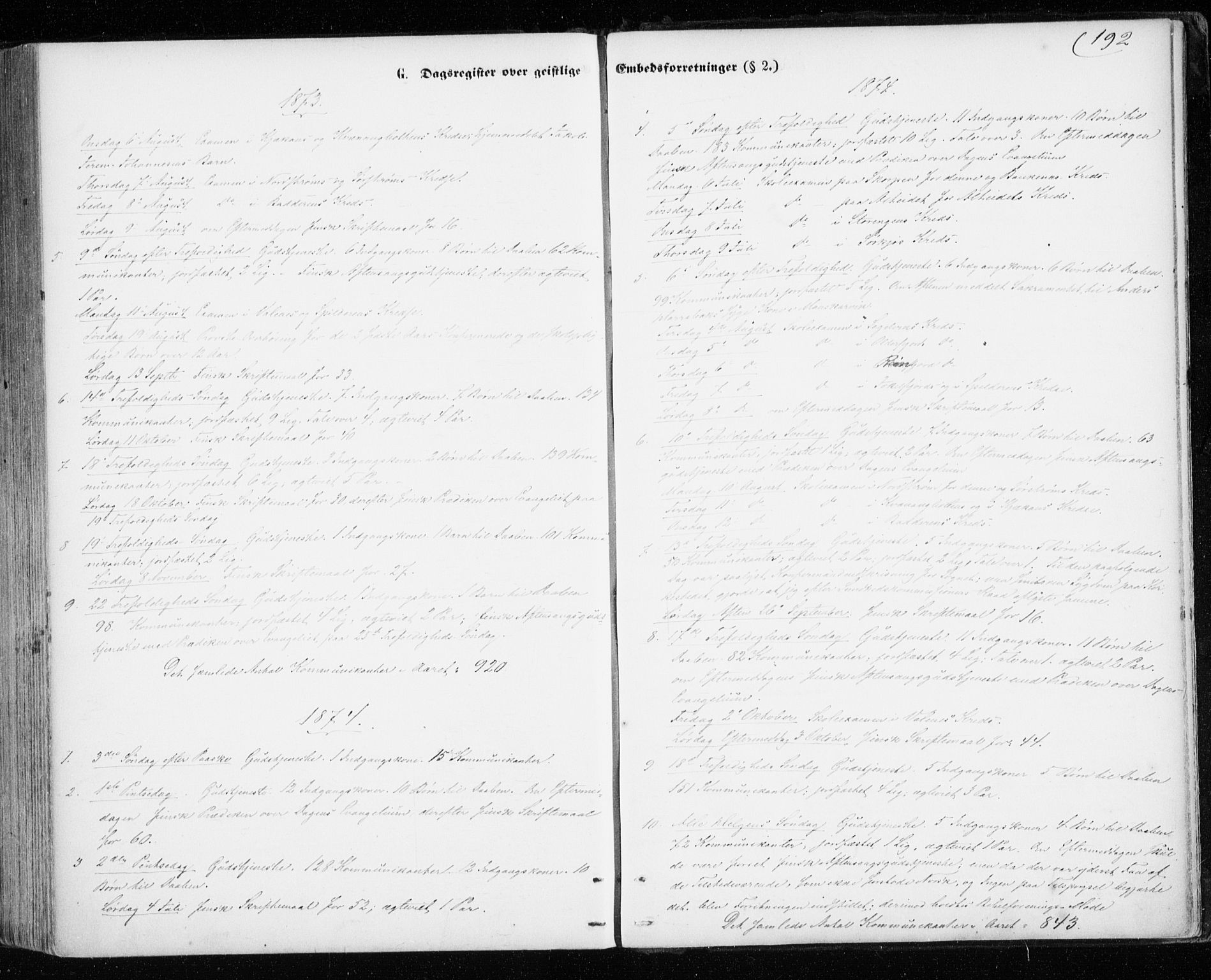 Skjervøy sokneprestkontor, SATØ/S-1300/H/Ha/Haa/L0011kirke: Parish register (official) no. 11, 1861-1877, p. 192