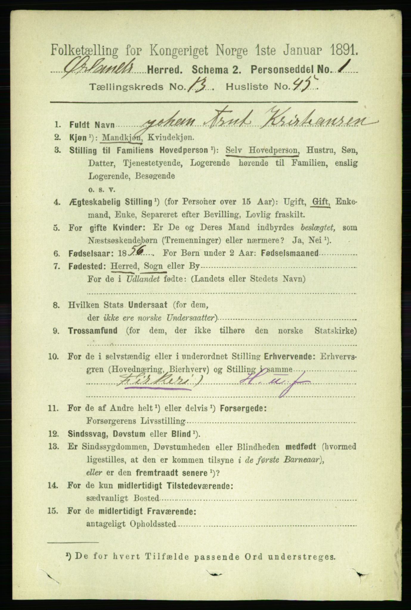 RA, 1891 census for 1621 Ørland, 1891, p. 6153