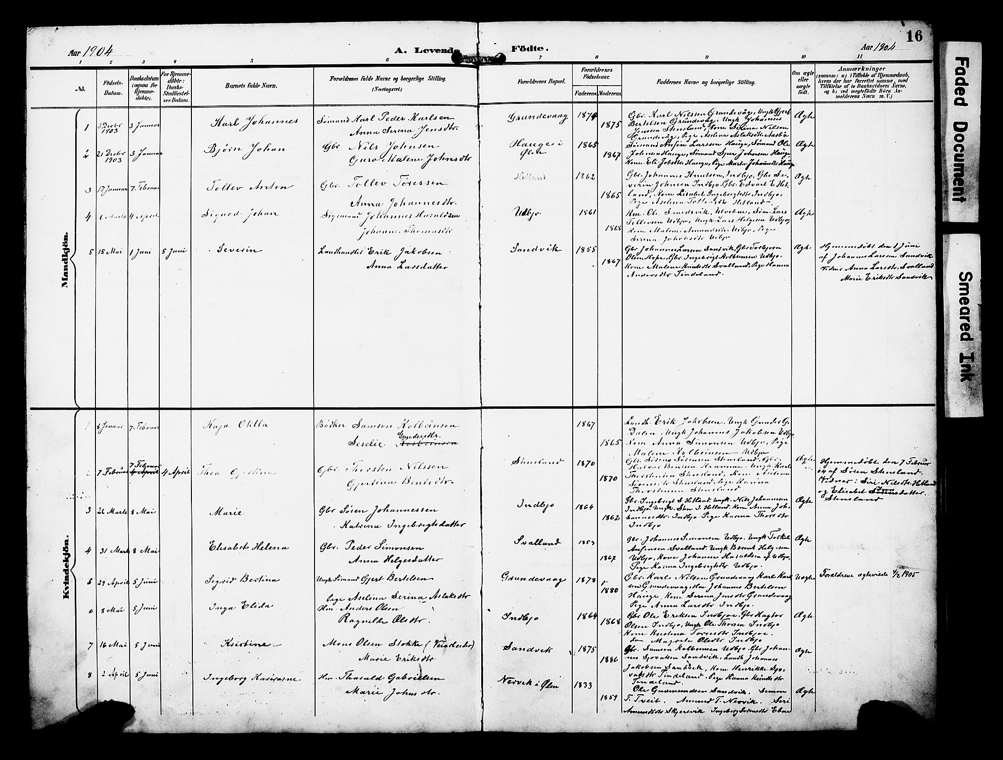 Ølen Sokneprestembete, AV/SAB-A-79201/H/Hab: Parish register (copy) no. B 1, 1895-1930, p. 16