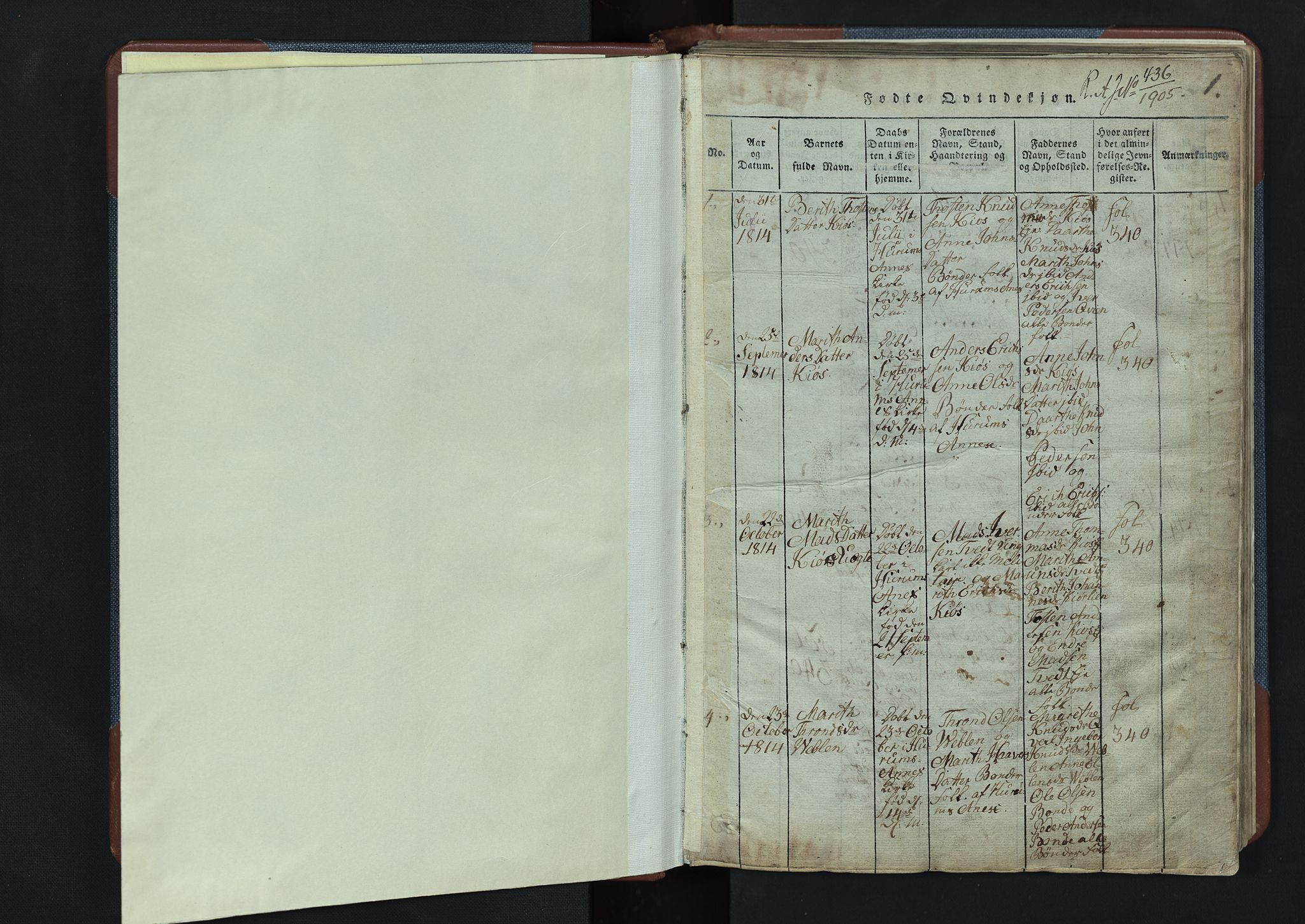 Vang prestekontor, Valdres, SAH/PREST-140/H/Hb/L0003: Parish register (copy) no. 3, 1814-1892, p. 1