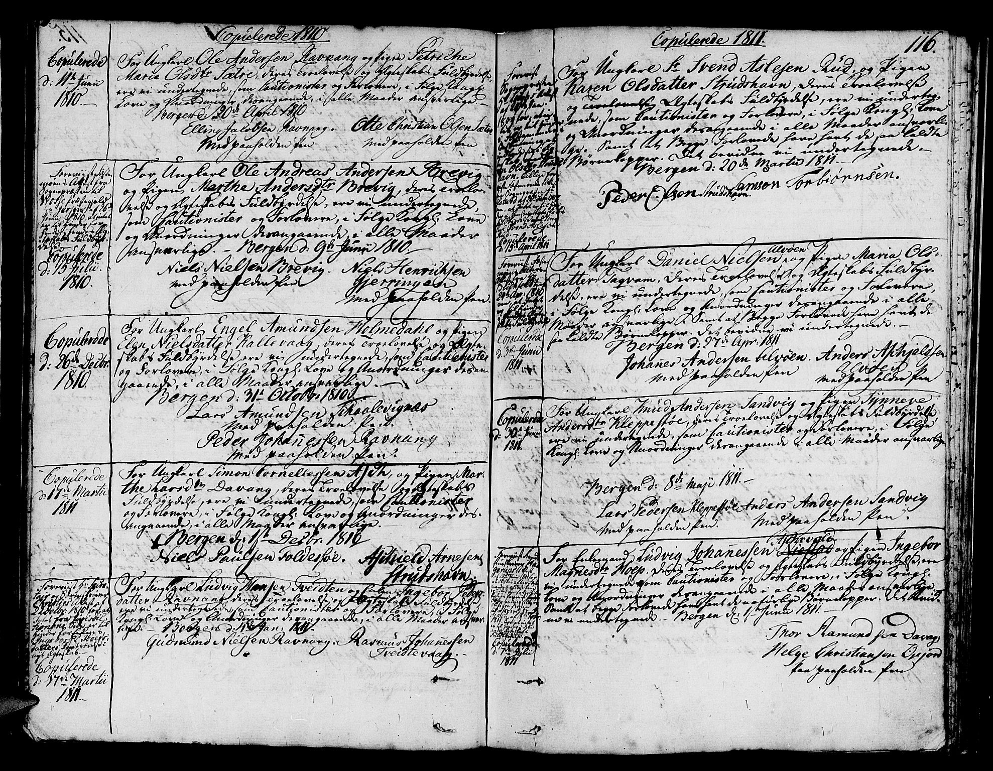 Askøy Sokneprestembete, AV/SAB-A-74101/H/Ha/Haa/Haaa/L0002: Parish register (official) no. A 2, 1801-1818, p. 116