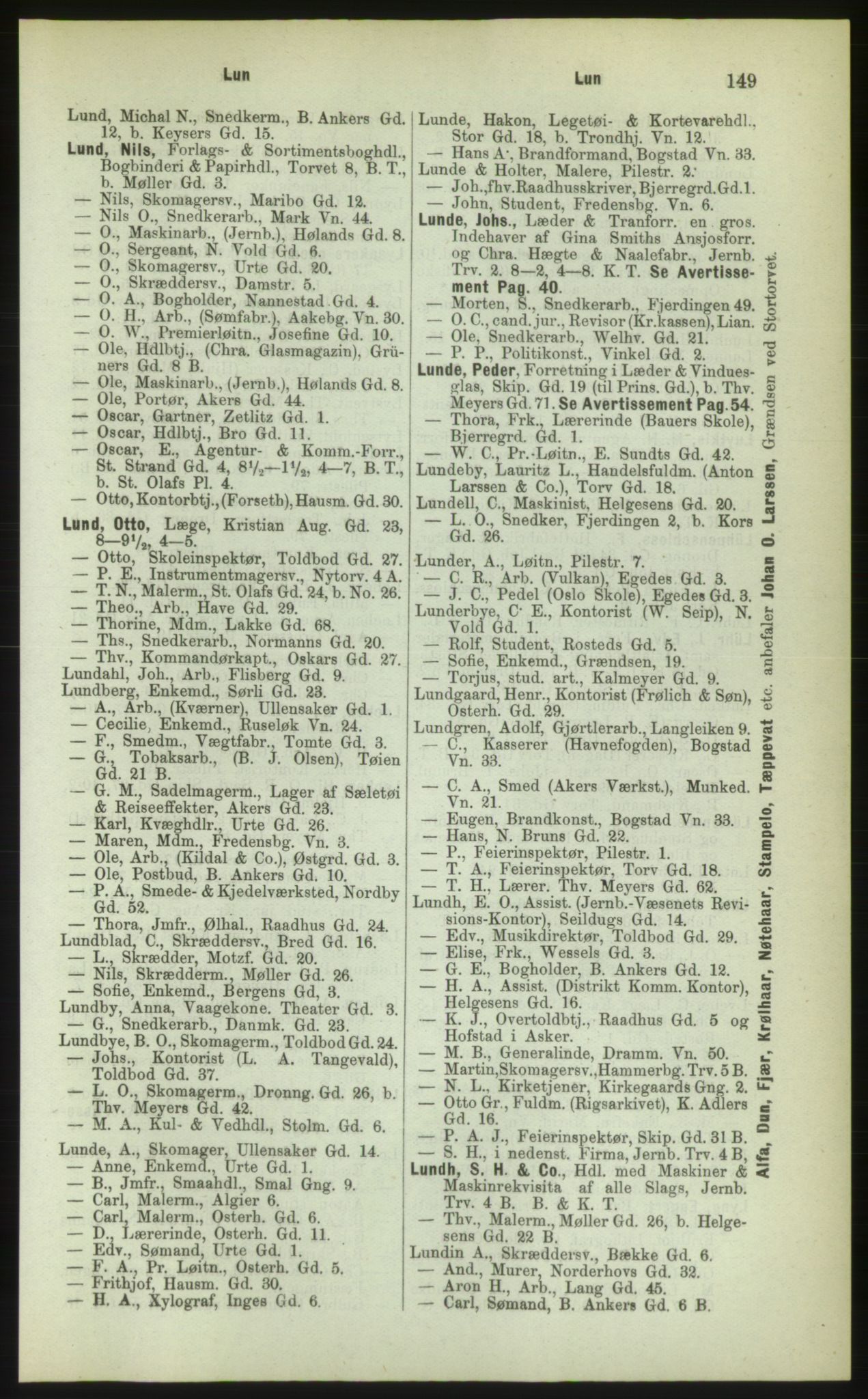 Kristiania/Oslo adressebok, PUBL/-, 1883, p. 149