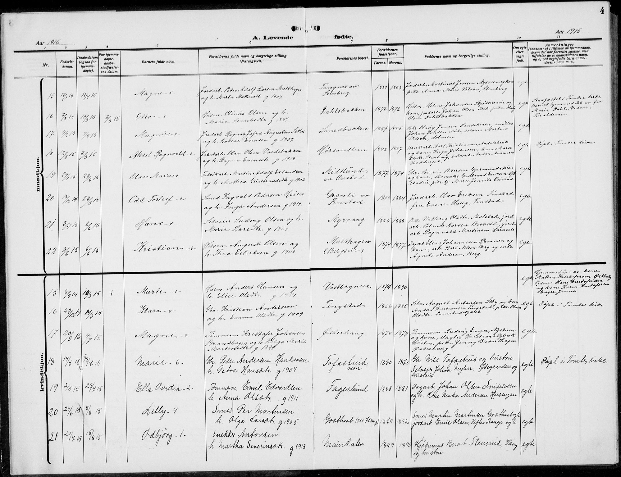 Romedal prestekontor, AV/SAH-PREST-004/L/L0014: Parish register (copy) no. 14, 1915-1939, p. 4