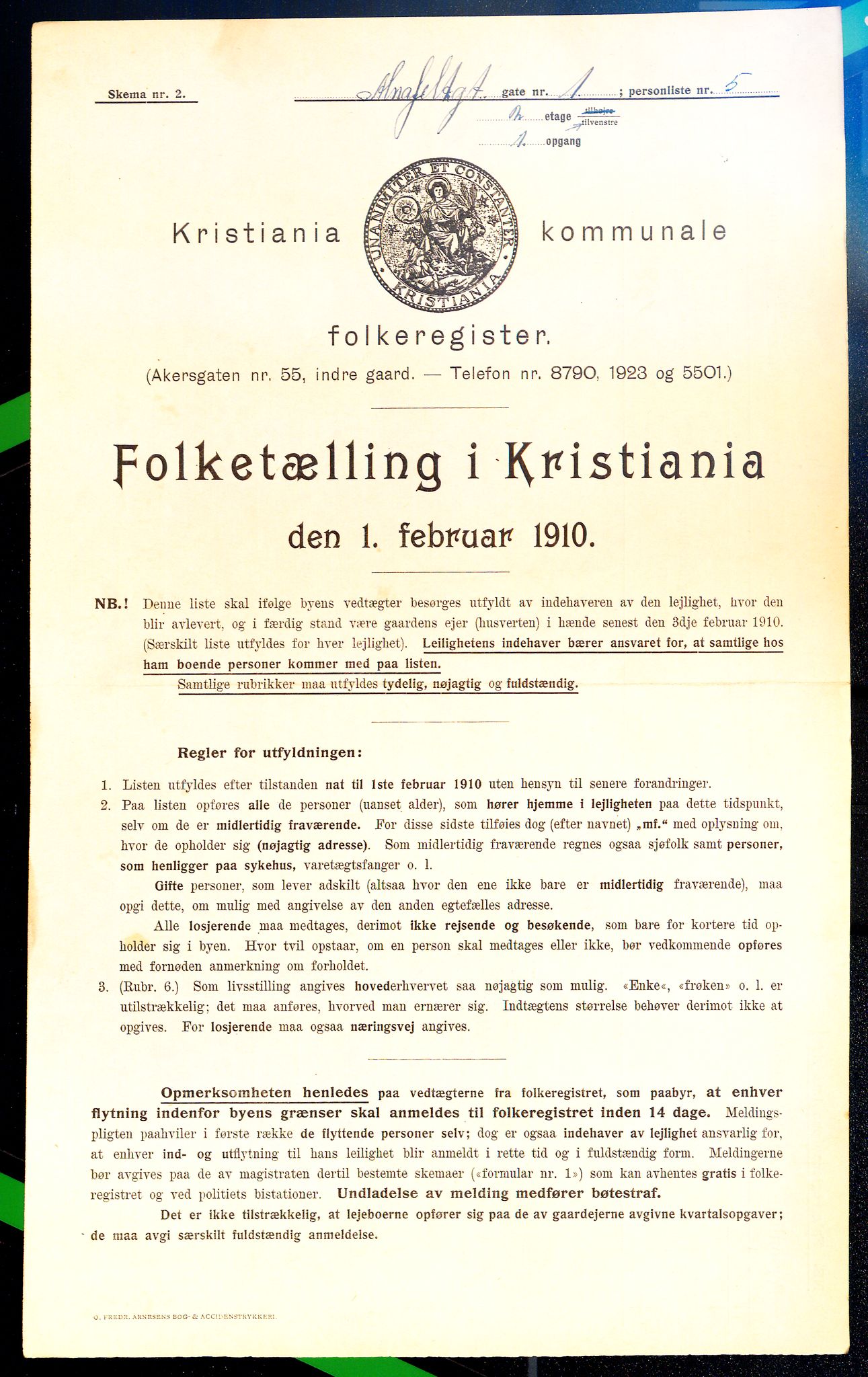 OBA, Municipal Census 1910 for Kristiania, 1910, p. 1000