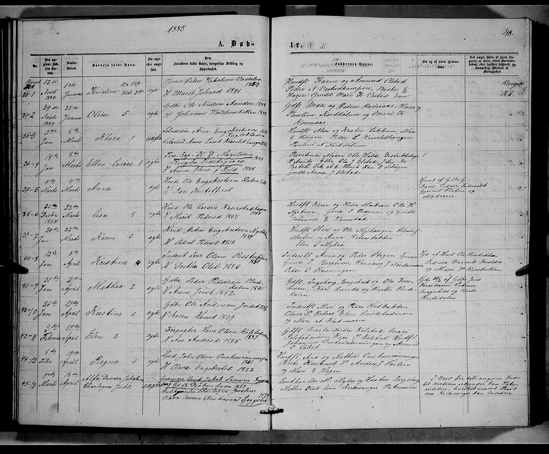 Ringebu prestekontor, AV/SAH-PREST-082/H/Ha/Hab/L0006: Parish register (copy) no. 6, 1880-1898, p. 48