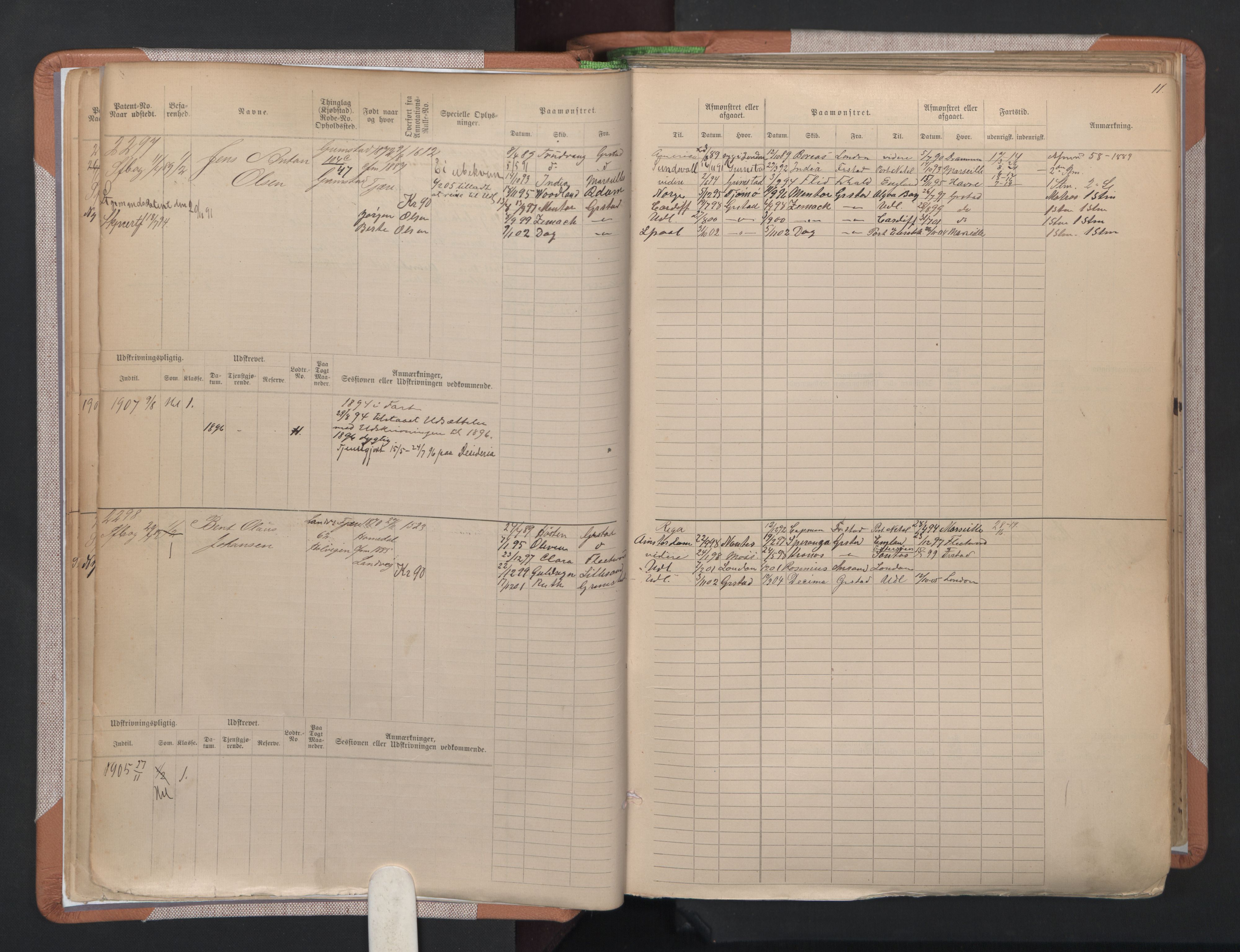 Grimstad mønstringskrets, AV/SAK-2031-0013/F/Fb/L0004: Hovedrulle A nr 2277-3042, F-7, 1889-1940, p. 16