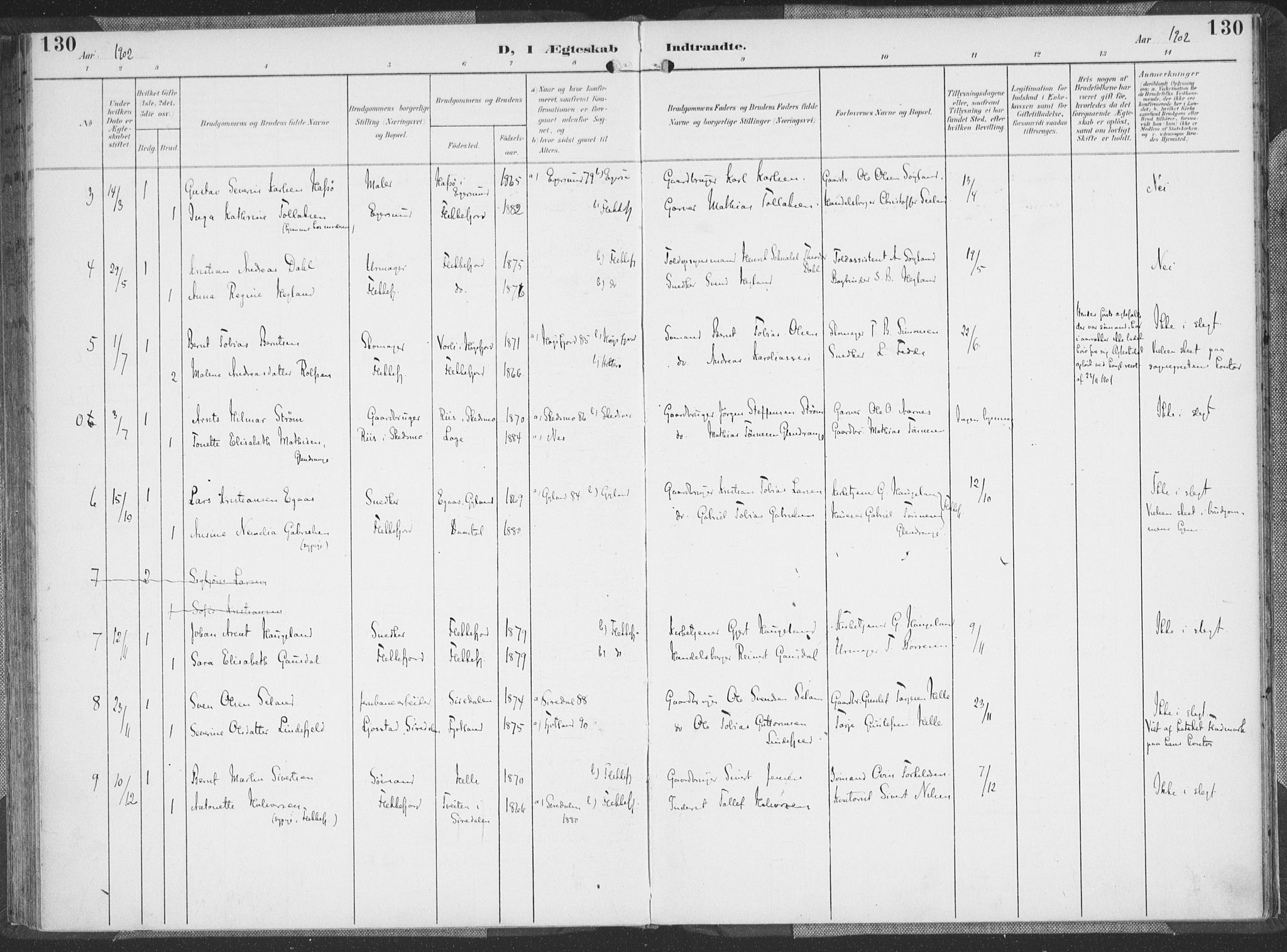 Flekkefjord sokneprestkontor, SAK/1111-0012/F/Fa/Faa/L0002: Parish register (official) no. A 2, 1900-1912, p. 130