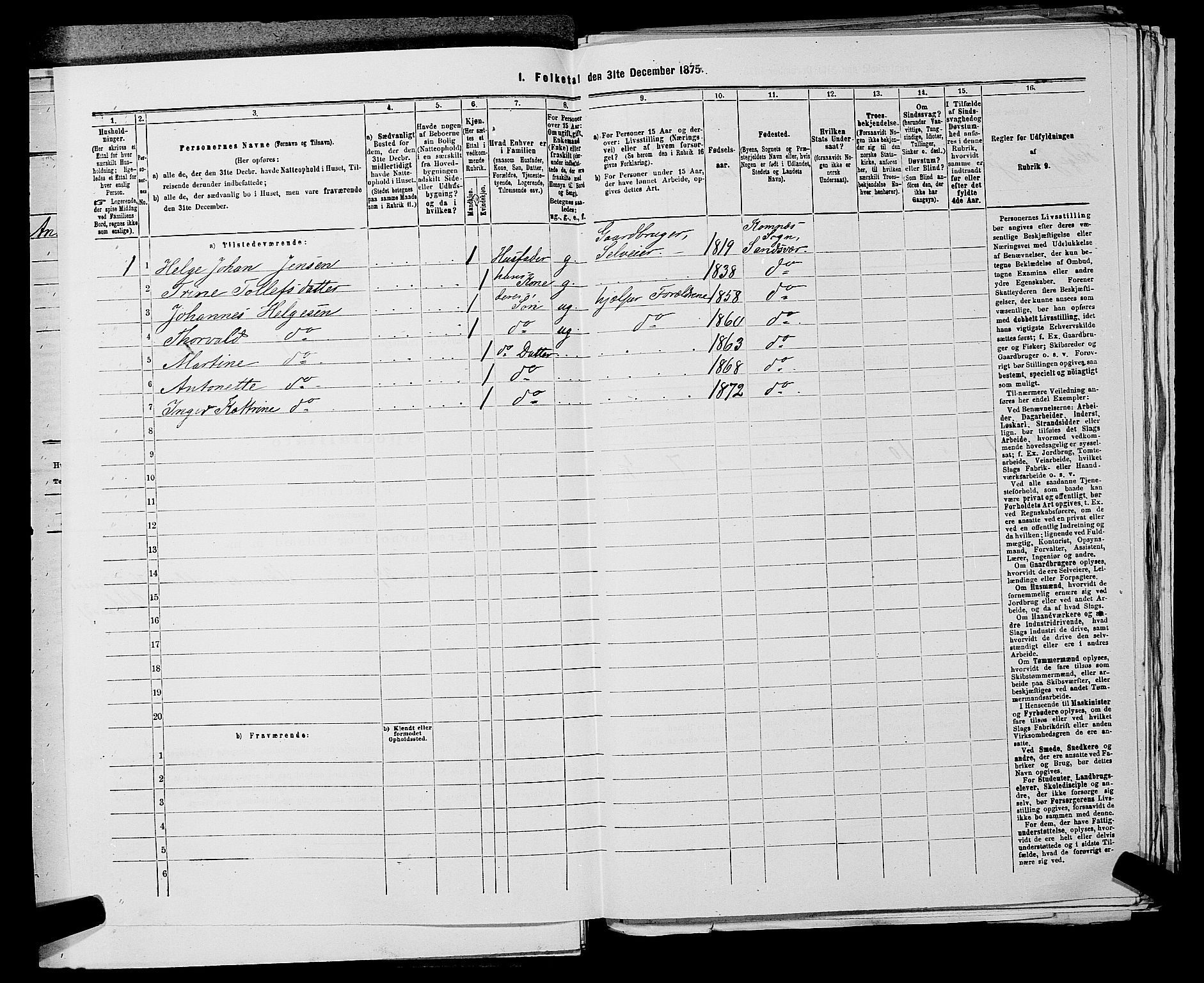 SAKO, 1875 census for 0629P Sandsvær, 1875, p. 309