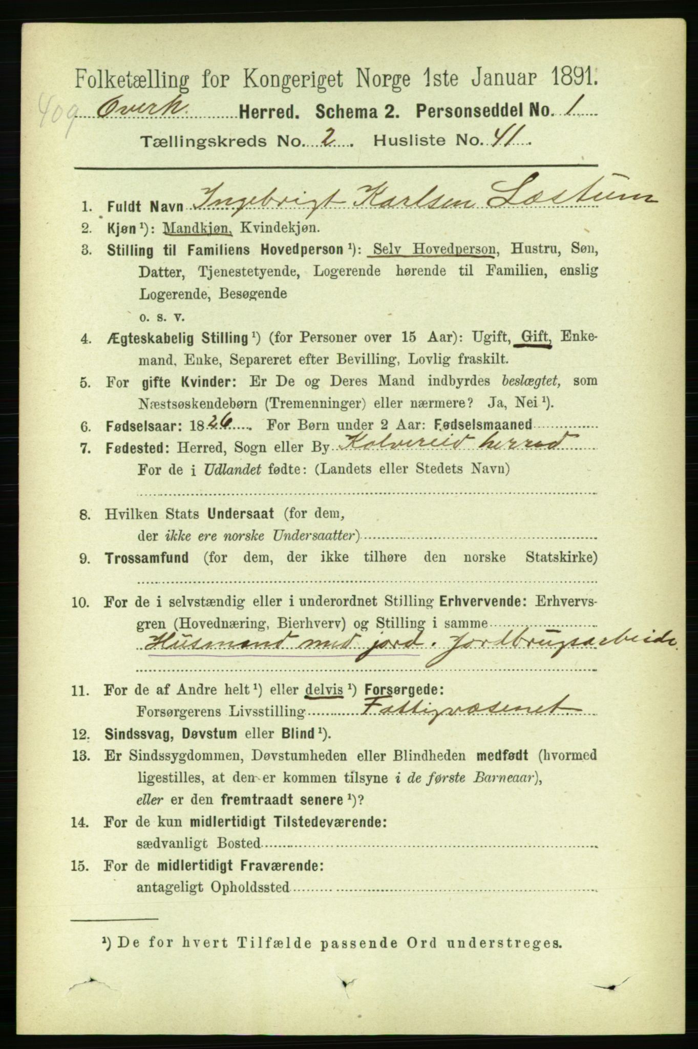 RA, 1891 census for 1744 Overhalla, 1891, p. 693