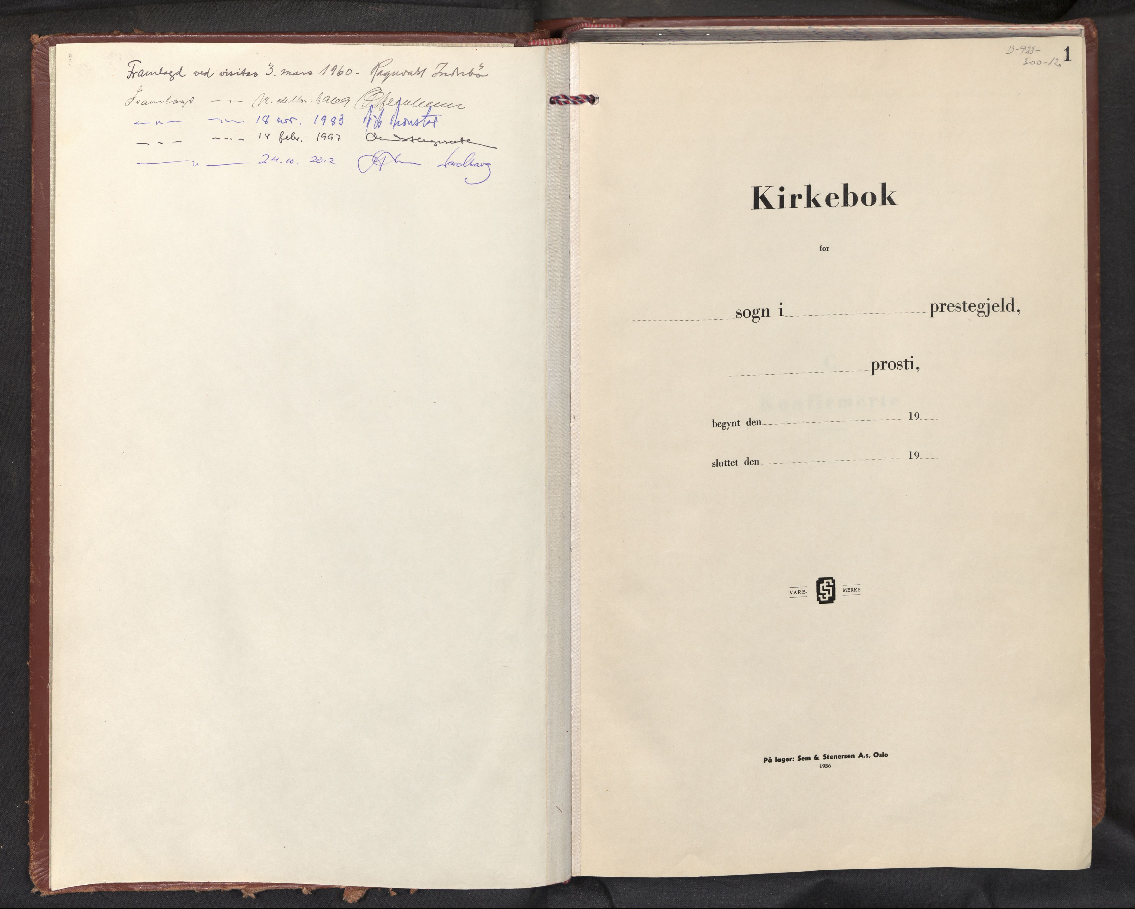 Biskopshavn sokneprestembete*, SAB/-: Parish register (official) no. B 1, 1958-2010, p. 0b-1a