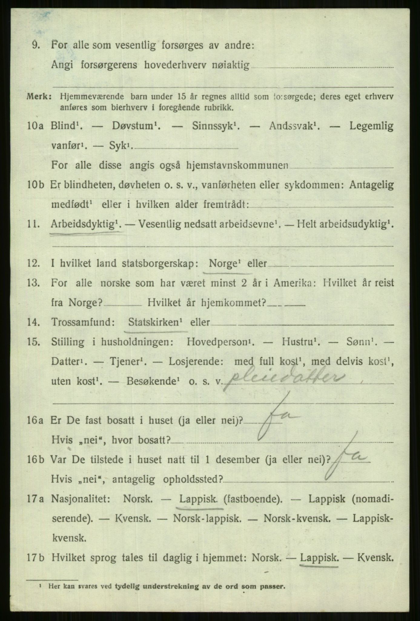 SATØ, 1920 census for Lyngen, 1920, p. 9050