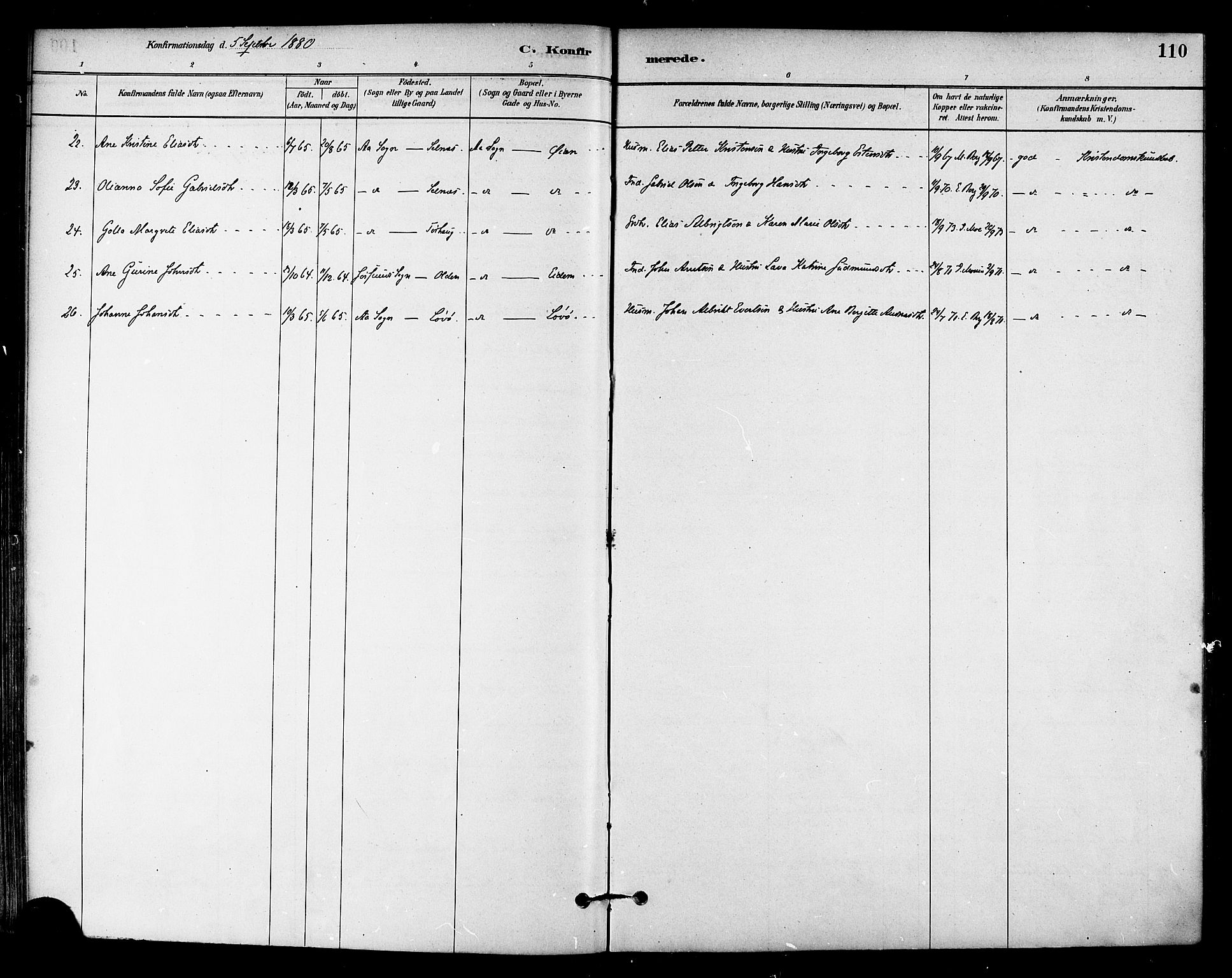 Ministerialprotokoller, klokkerbøker og fødselsregistre - Sør-Trøndelag, SAT/A-1456/655/L0680: Parish register (official) no. 655A09, 1880-1894, p. 110